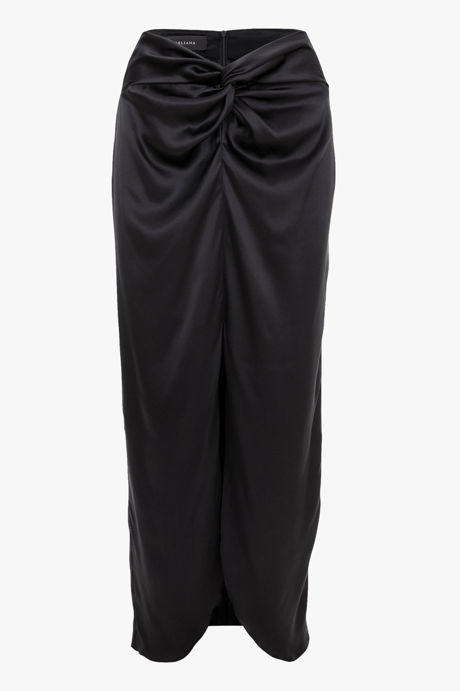 Satin Wrap Skirt in Black made by Aureliana