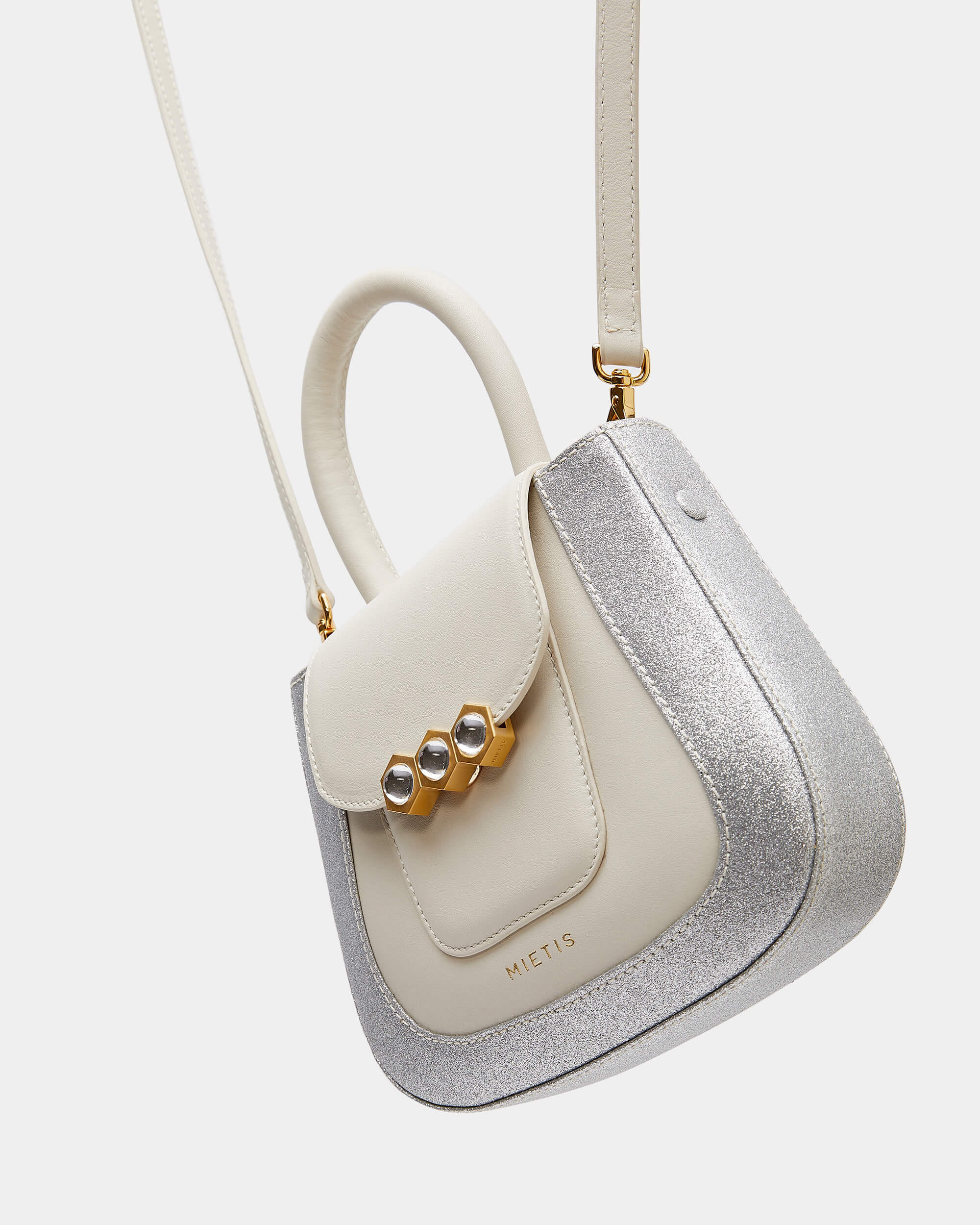 Mini Jill Padded White / Silver Glitter in White made by Mietis