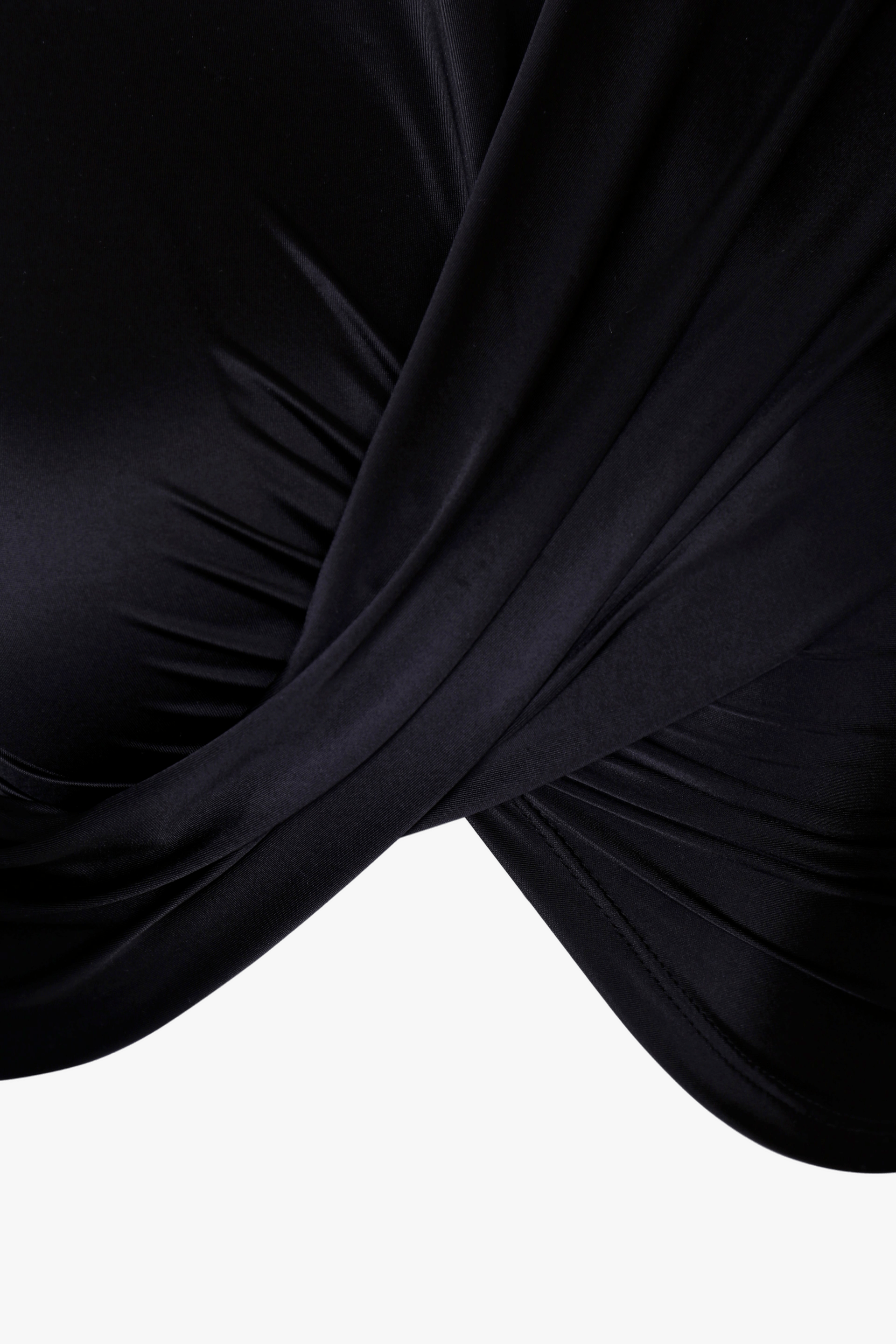 BLACK DRAPED JERSEY CROP TOP made by YIBRI