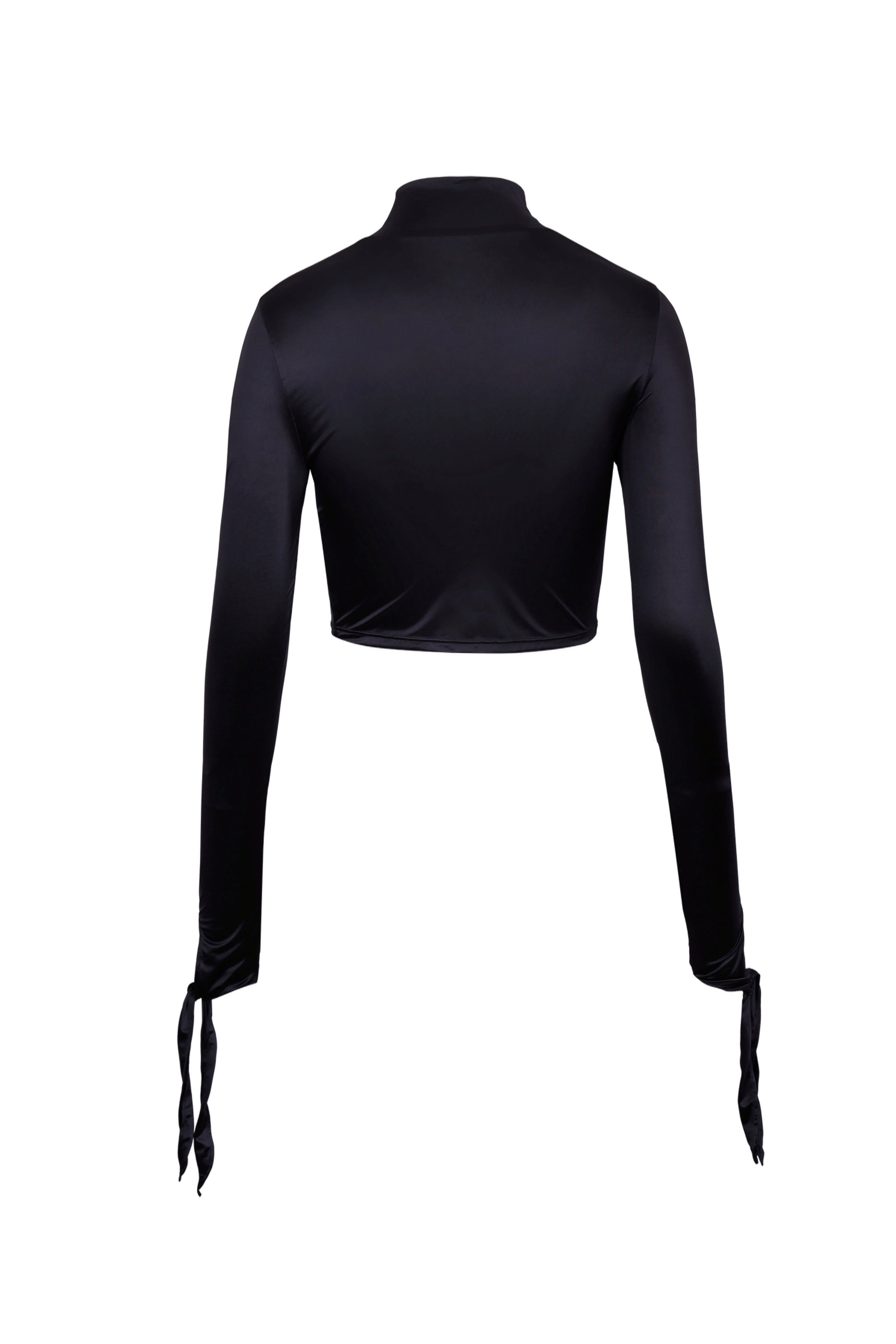 BLACK DRAPED JERSEY CROP TOP made by YIBRI