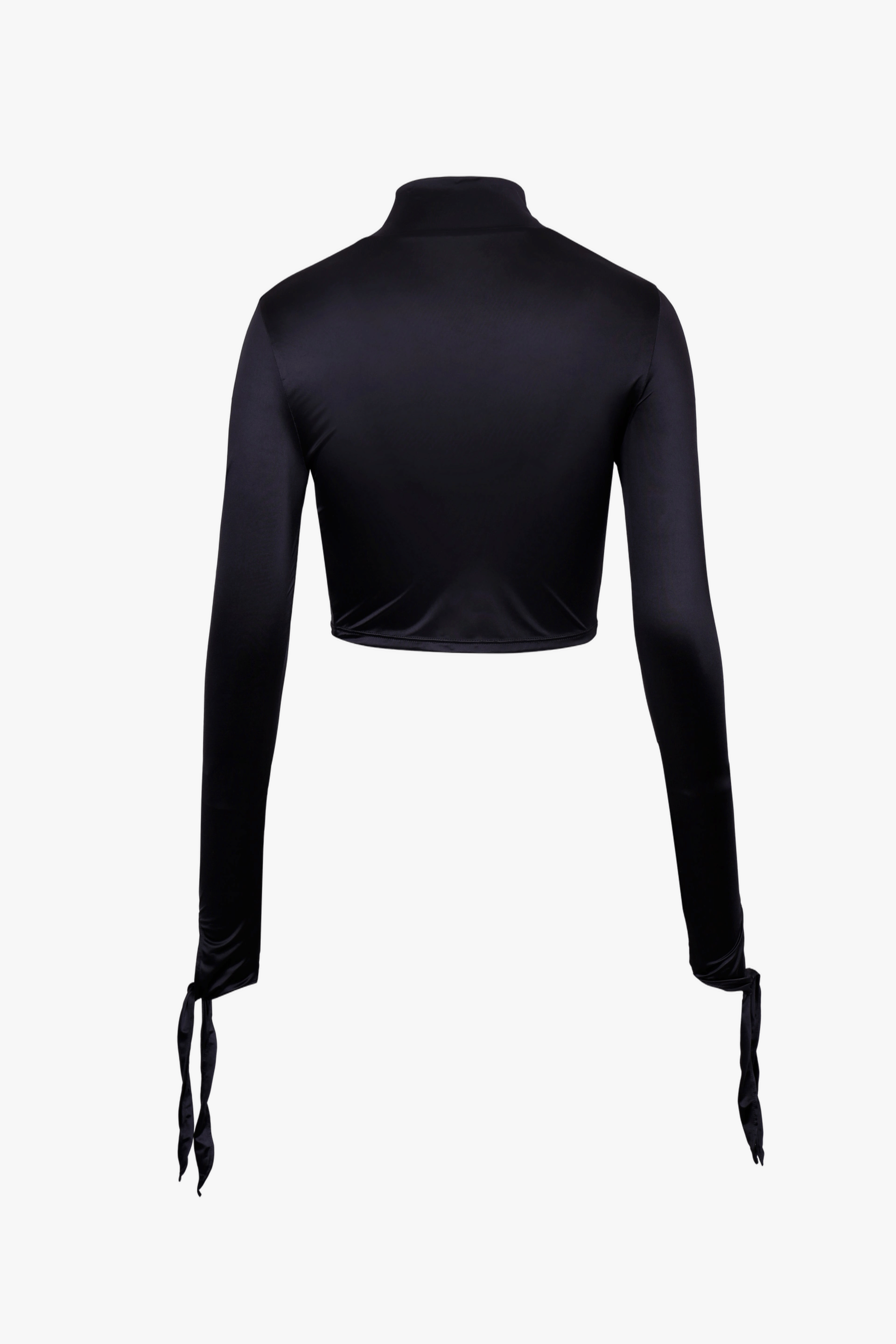 BLACK DRAPED JERSEY CROP TOP made by YIBRI