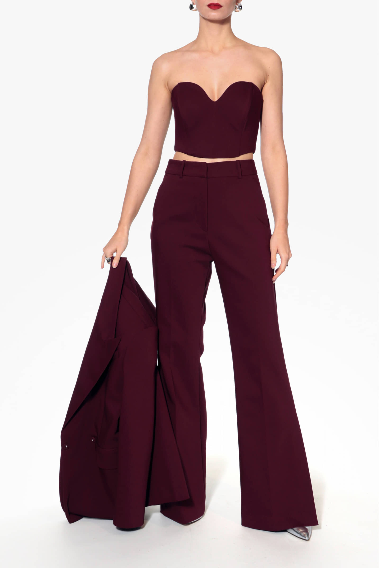 Pants Camilla Burgundy Wine made by HALEWSKI