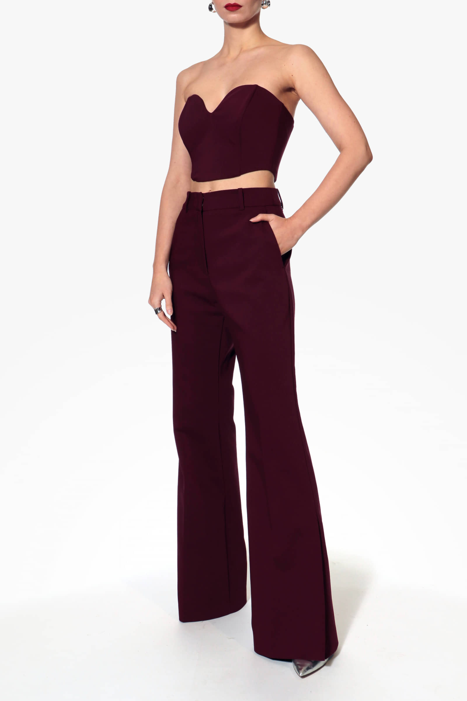 Pants Camilla Burgundy Wine made by HALEWSKI