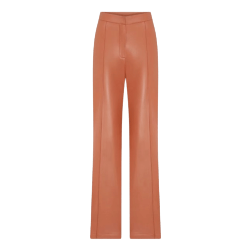 Alba Vegan Leather Wide-Leg Trousers in Orange made by Nazli Ceren