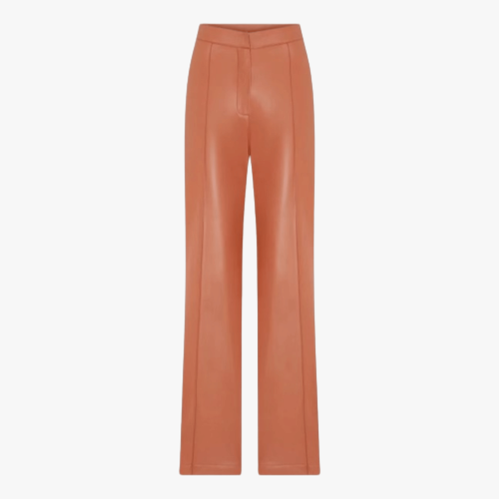 Alba Vegan Leather Wide-Leg Trousers in Orange made by Nazli Ceren