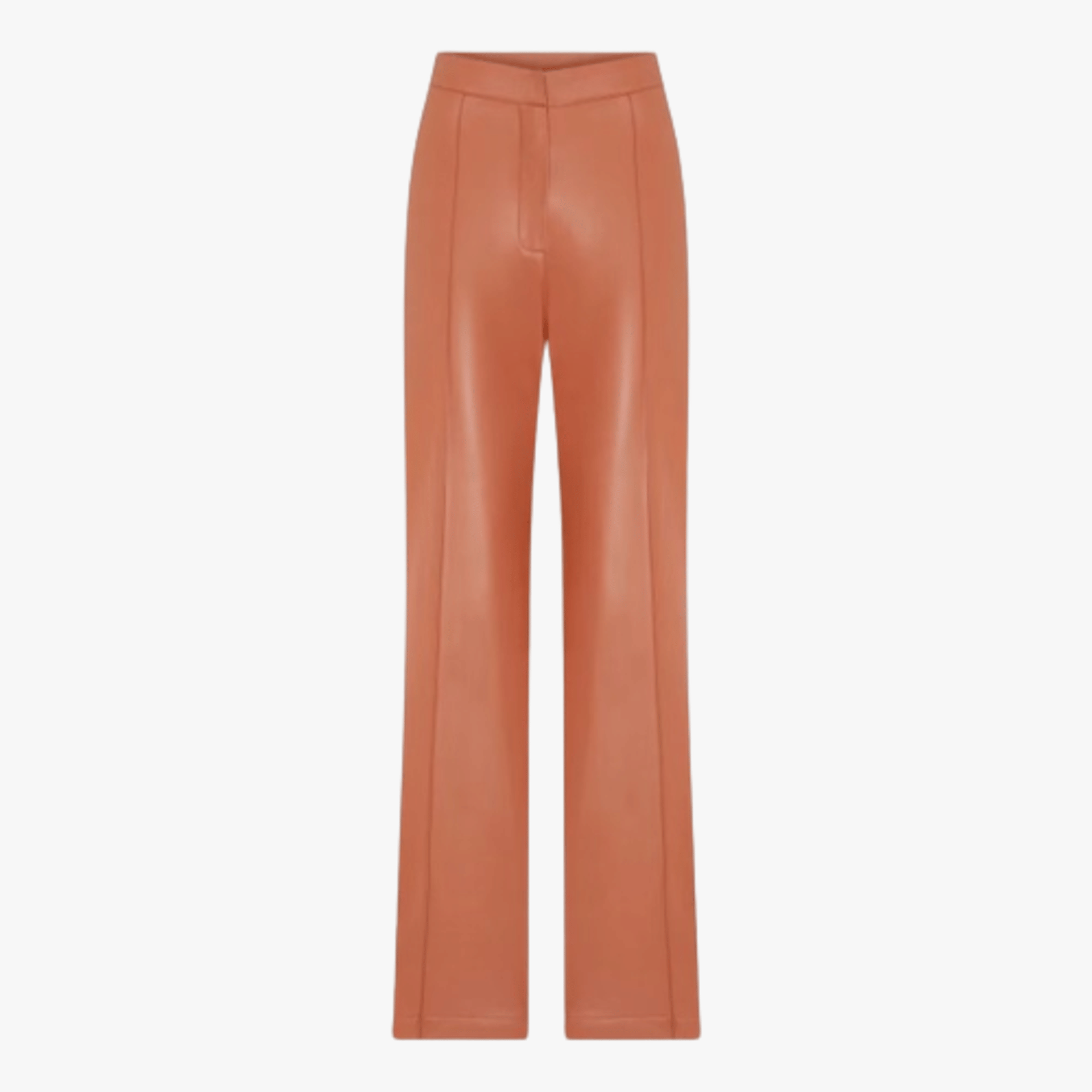Alba Vegan Leather Wide-Leg Trousers in Orange made by Nazli Ceren