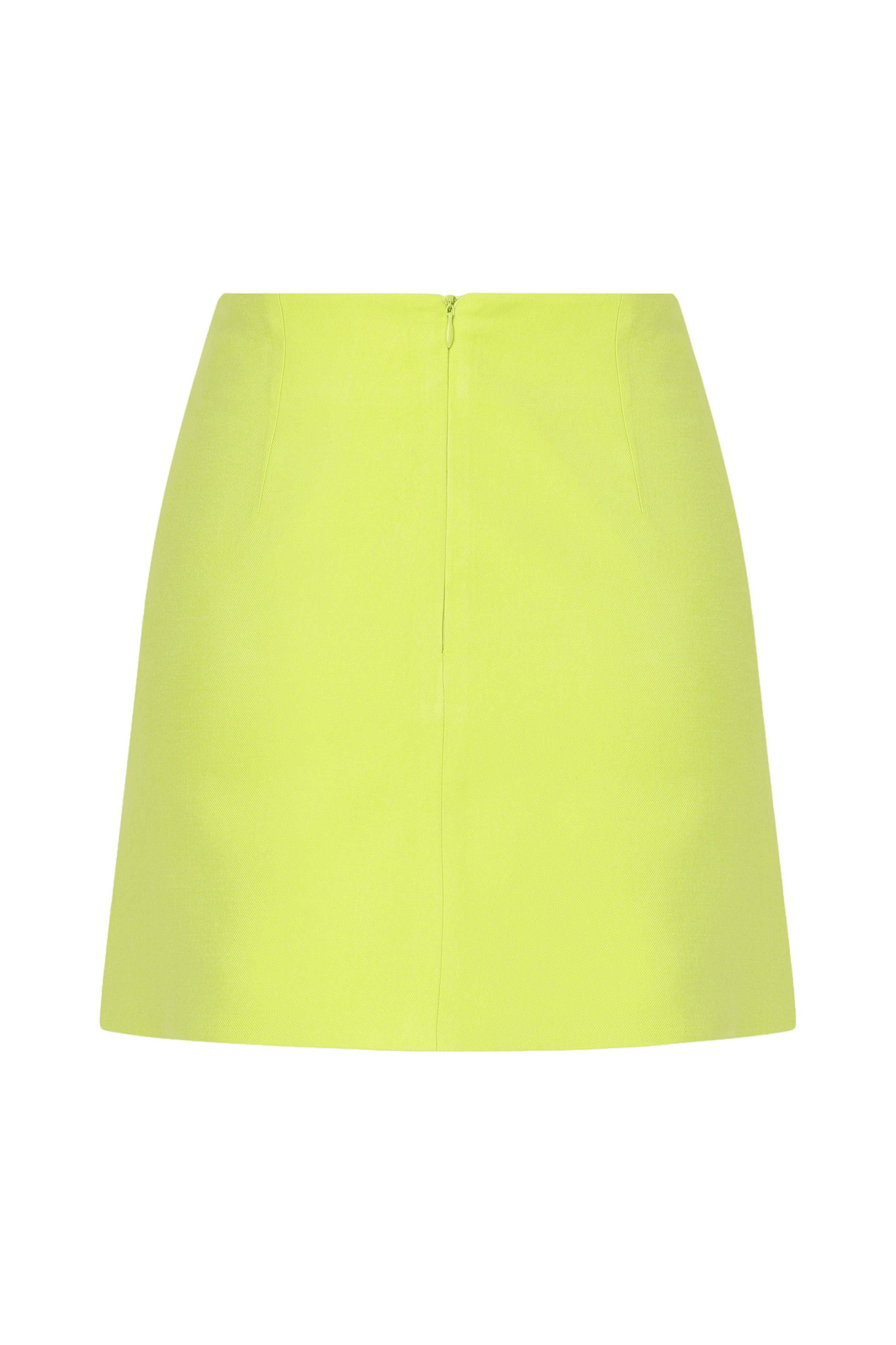 Vance Mini Skirt in Lime in Yellow made by Nazli Ceren