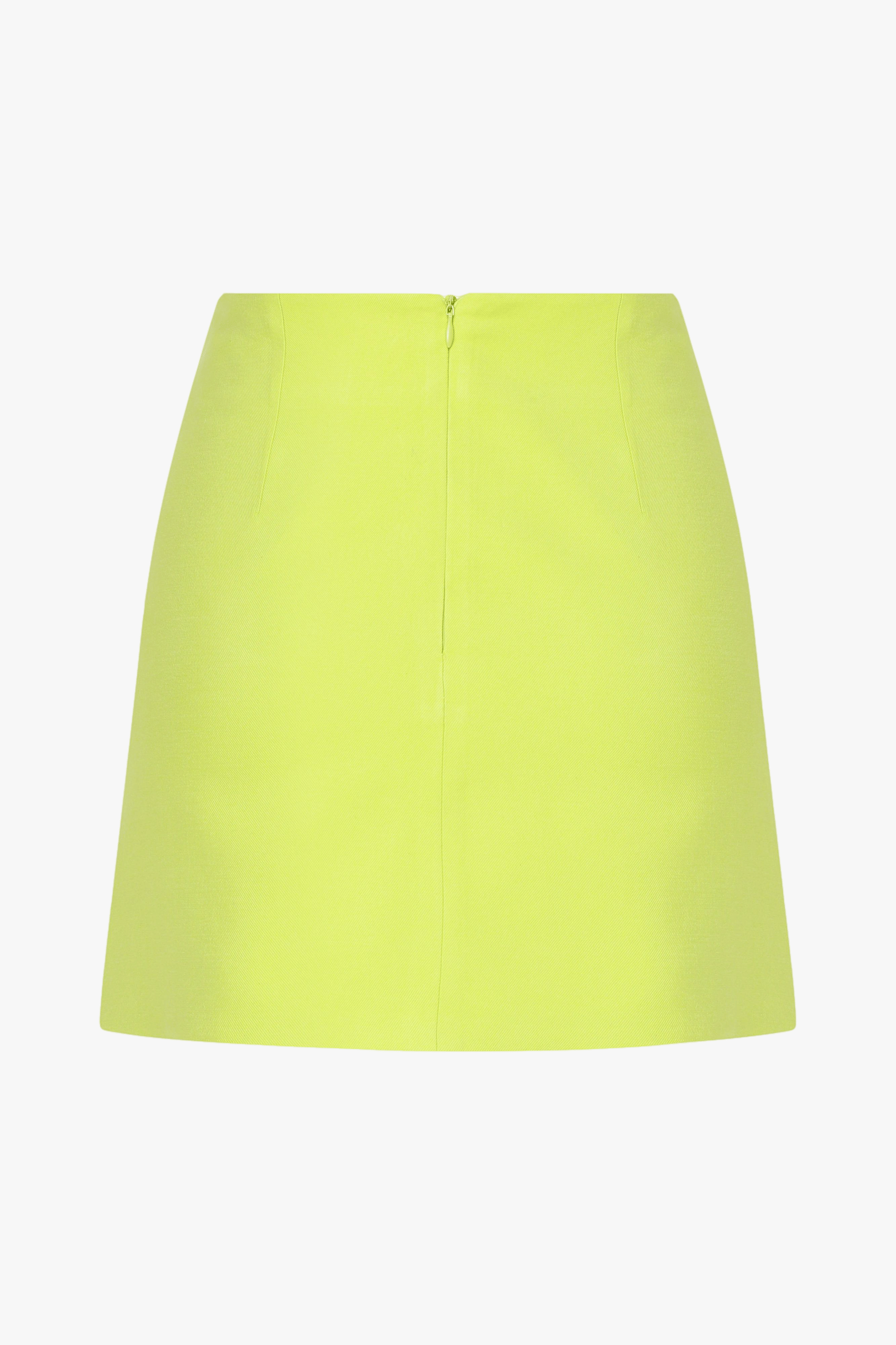 Vance Mini Skirt in Lime in Yellow made by Nazli Ceren