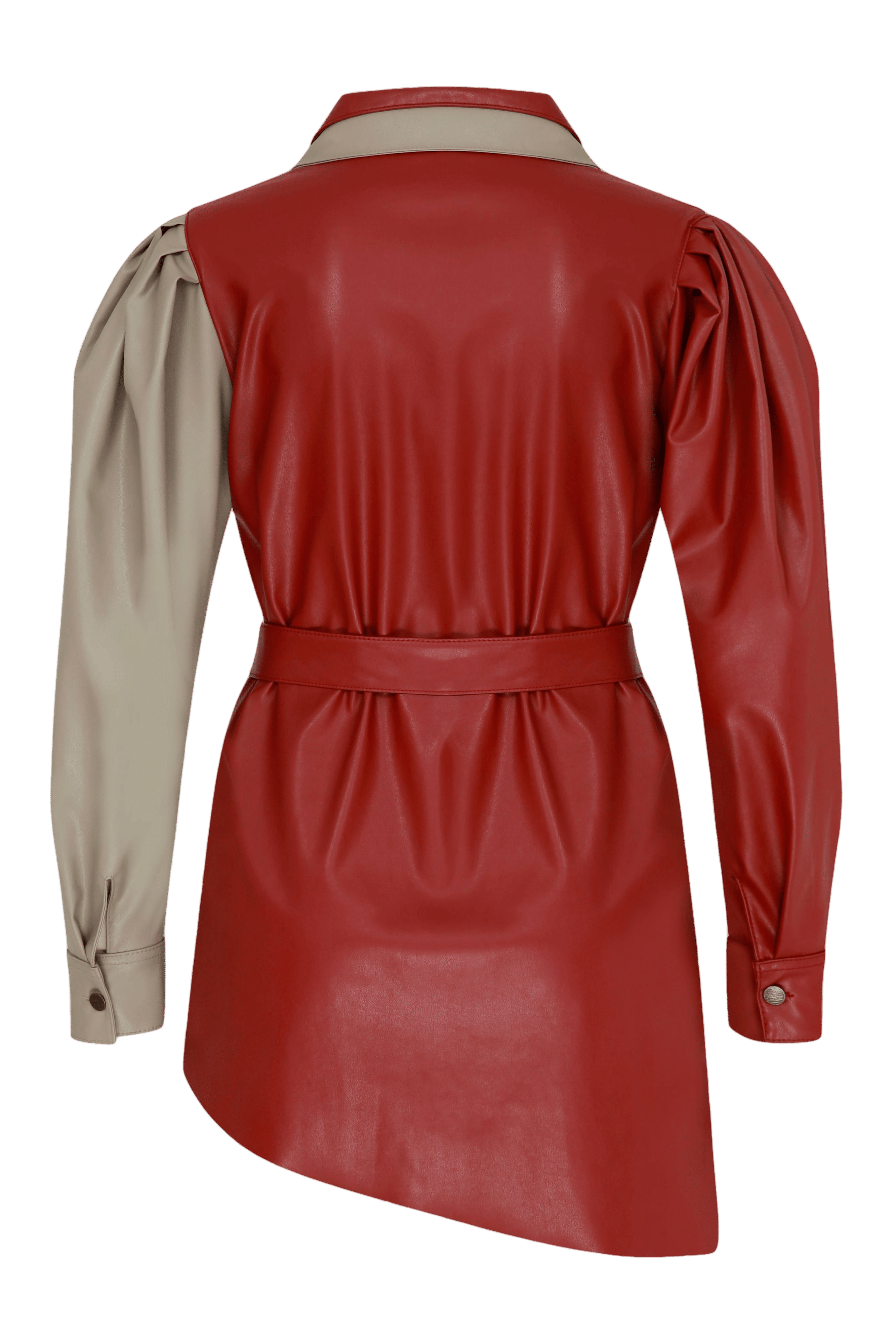 Mara Asymmetric Vegan Leather Shirt made by Nazli Ceren