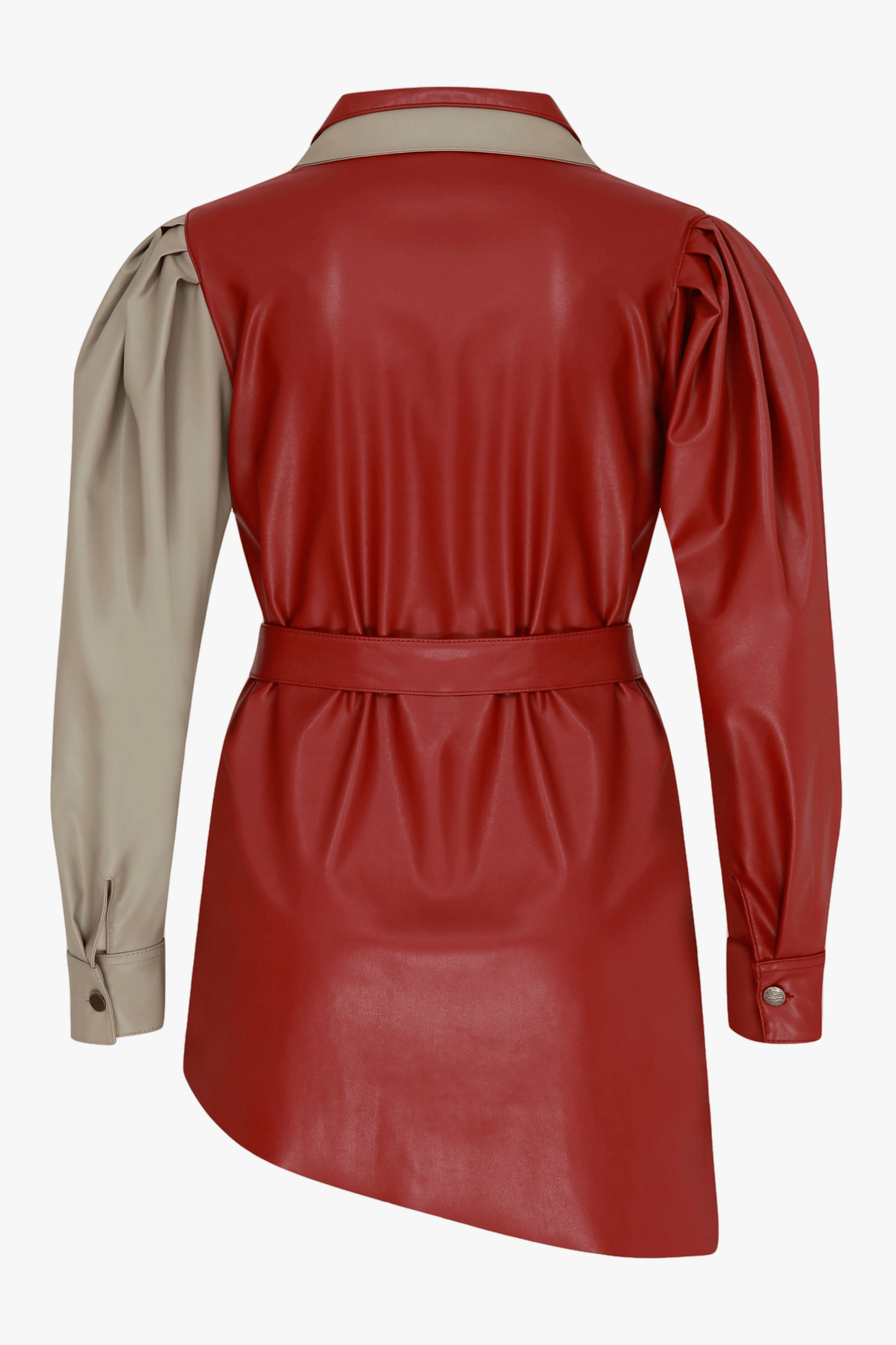 Mara Asymmetric Vegan Leather Shirt made by Nazli Ceren