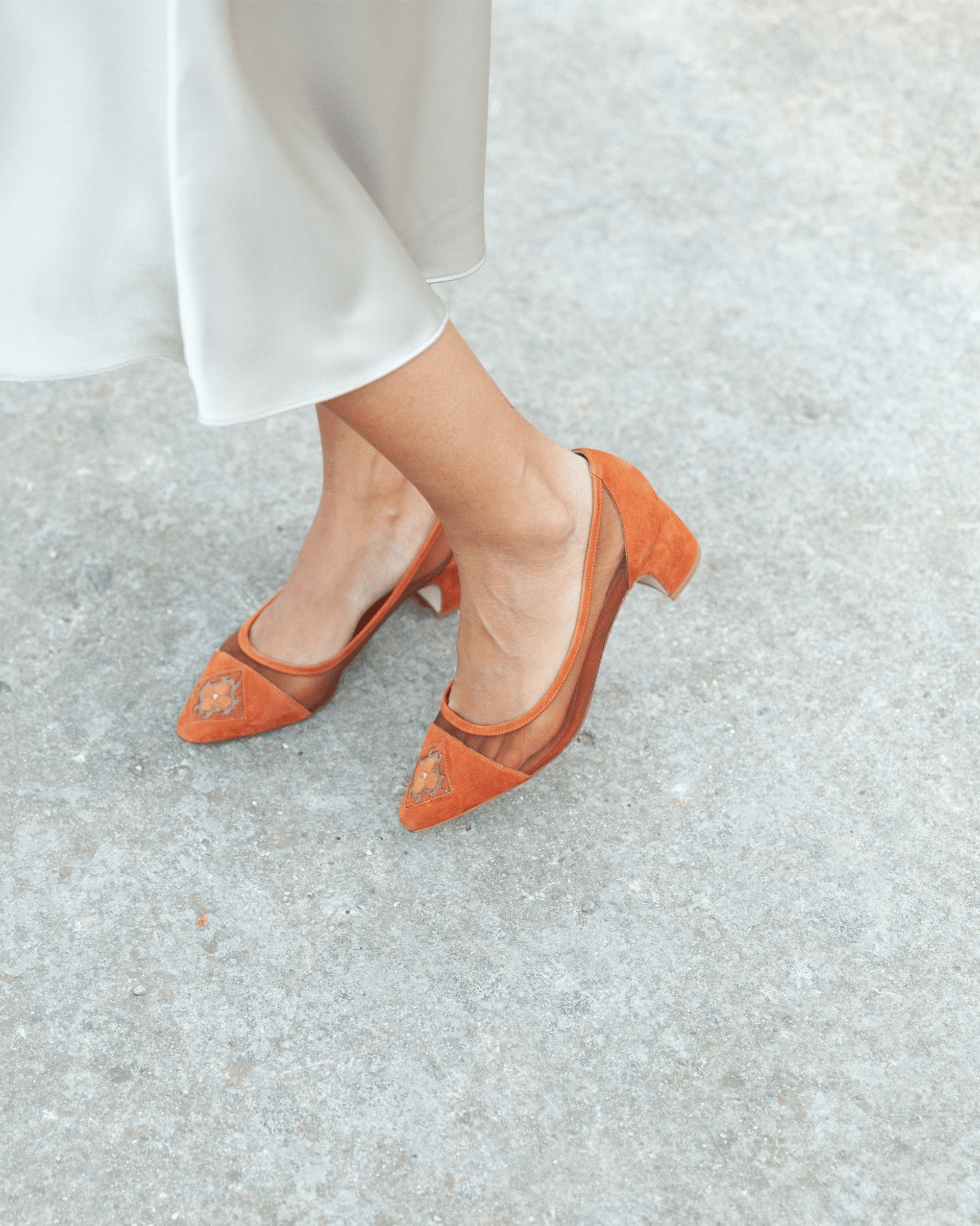 Fiorellini Pump Mesh 45 Sienna in Orange made by ATANA