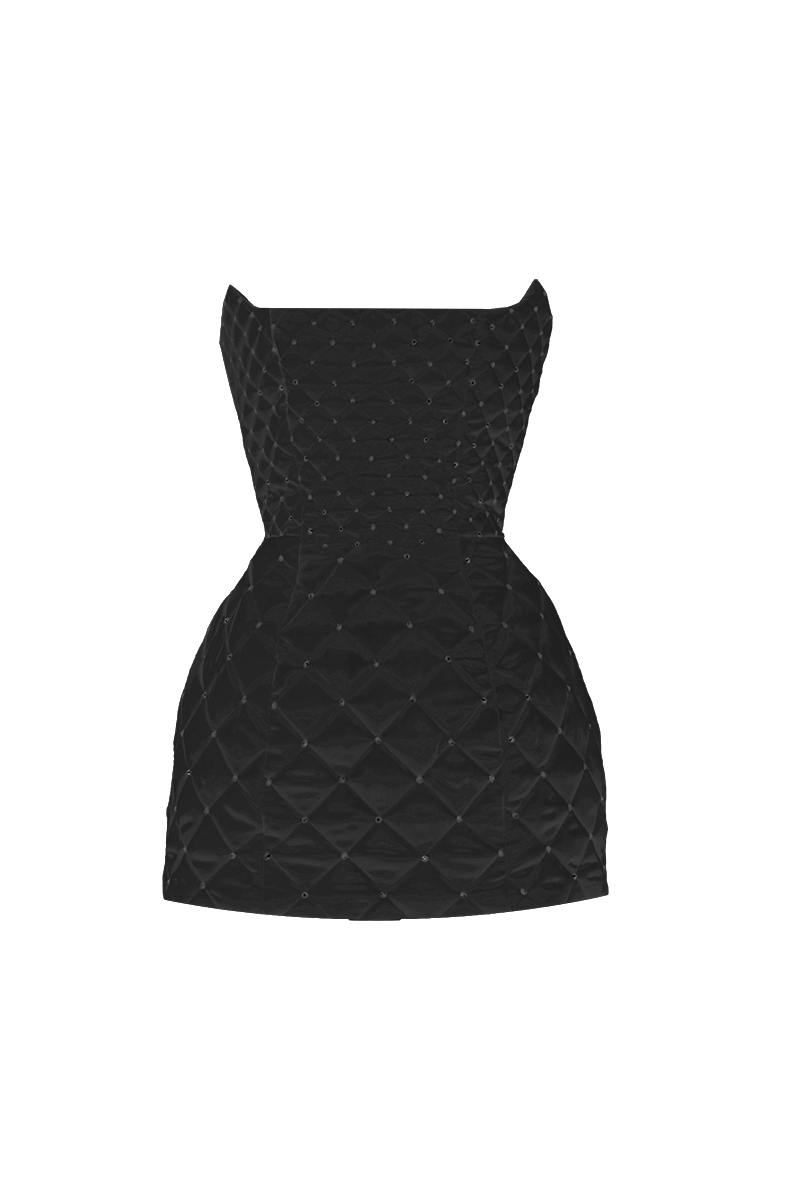 Black crystal quilted mini dress made by Compte Spain
