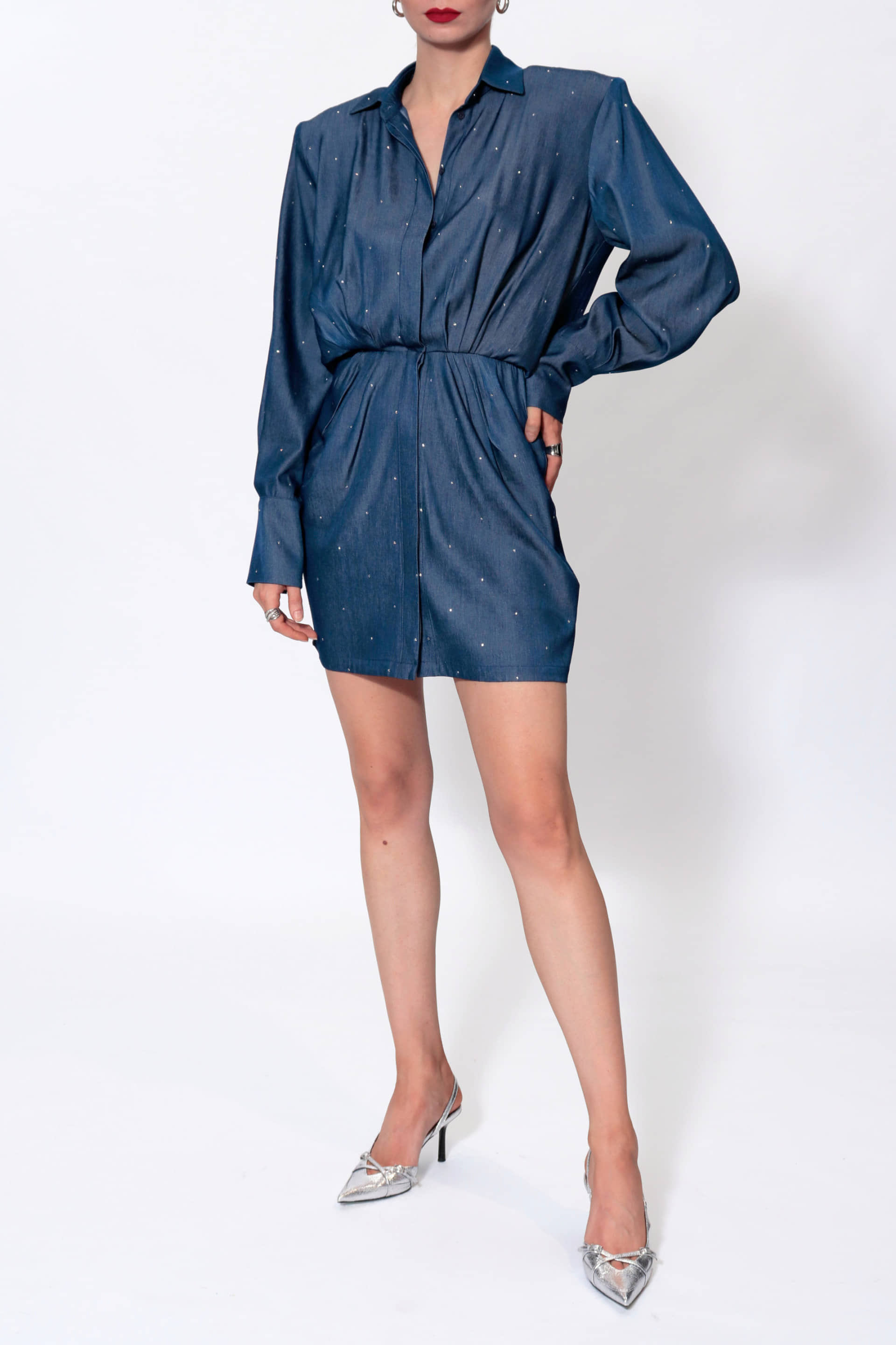 Dress Electra Navy Denim Jets made by HALEWSKI