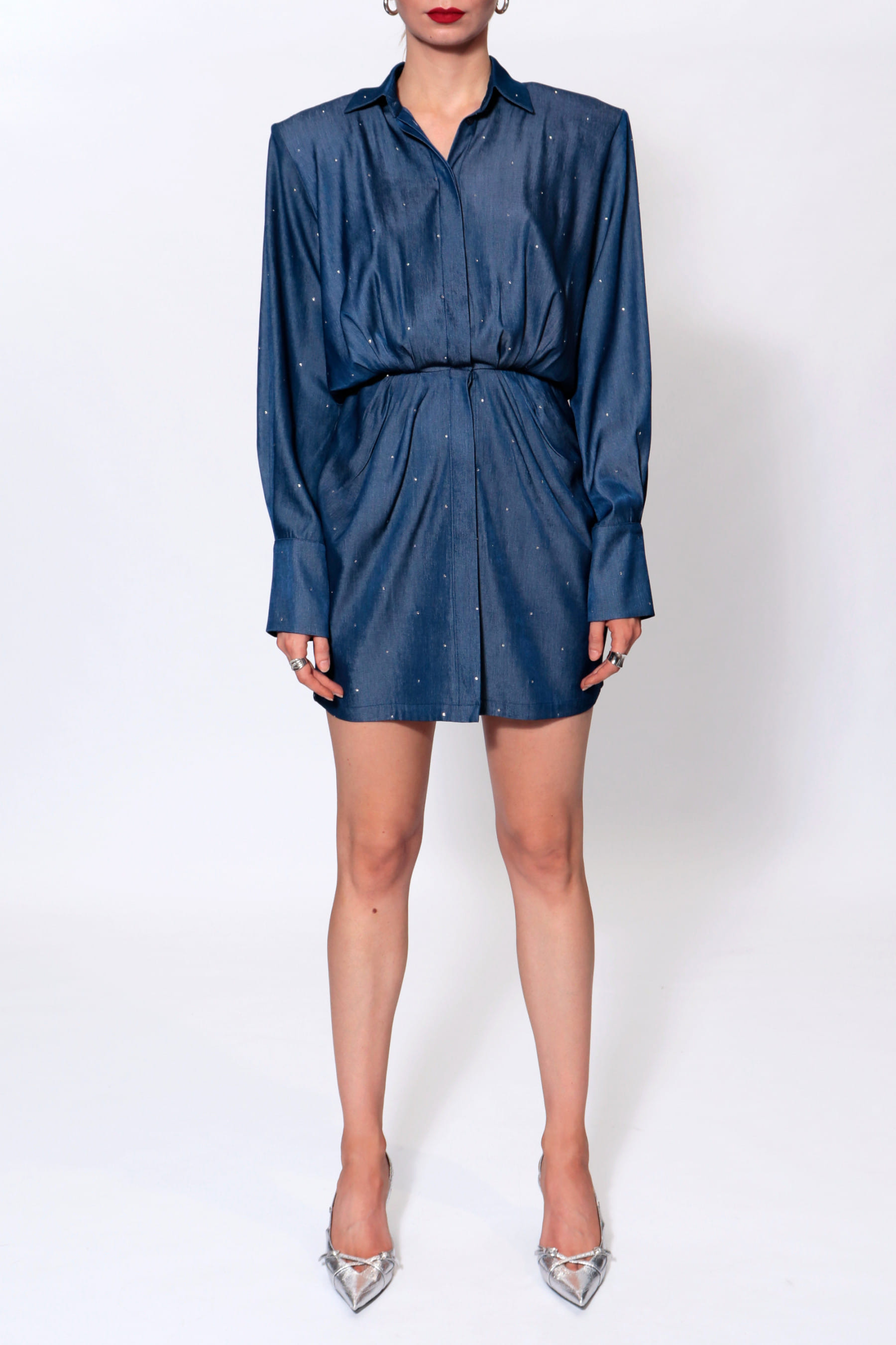 Dress Electra Navy Denim Jets made by HALEWSKI