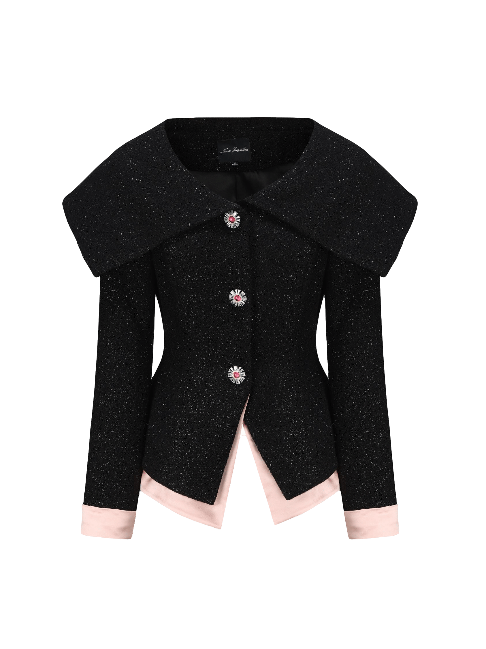 Nadia Lapel Jacket (Black) (Final Sale) in Black made by Nana Jacqueline