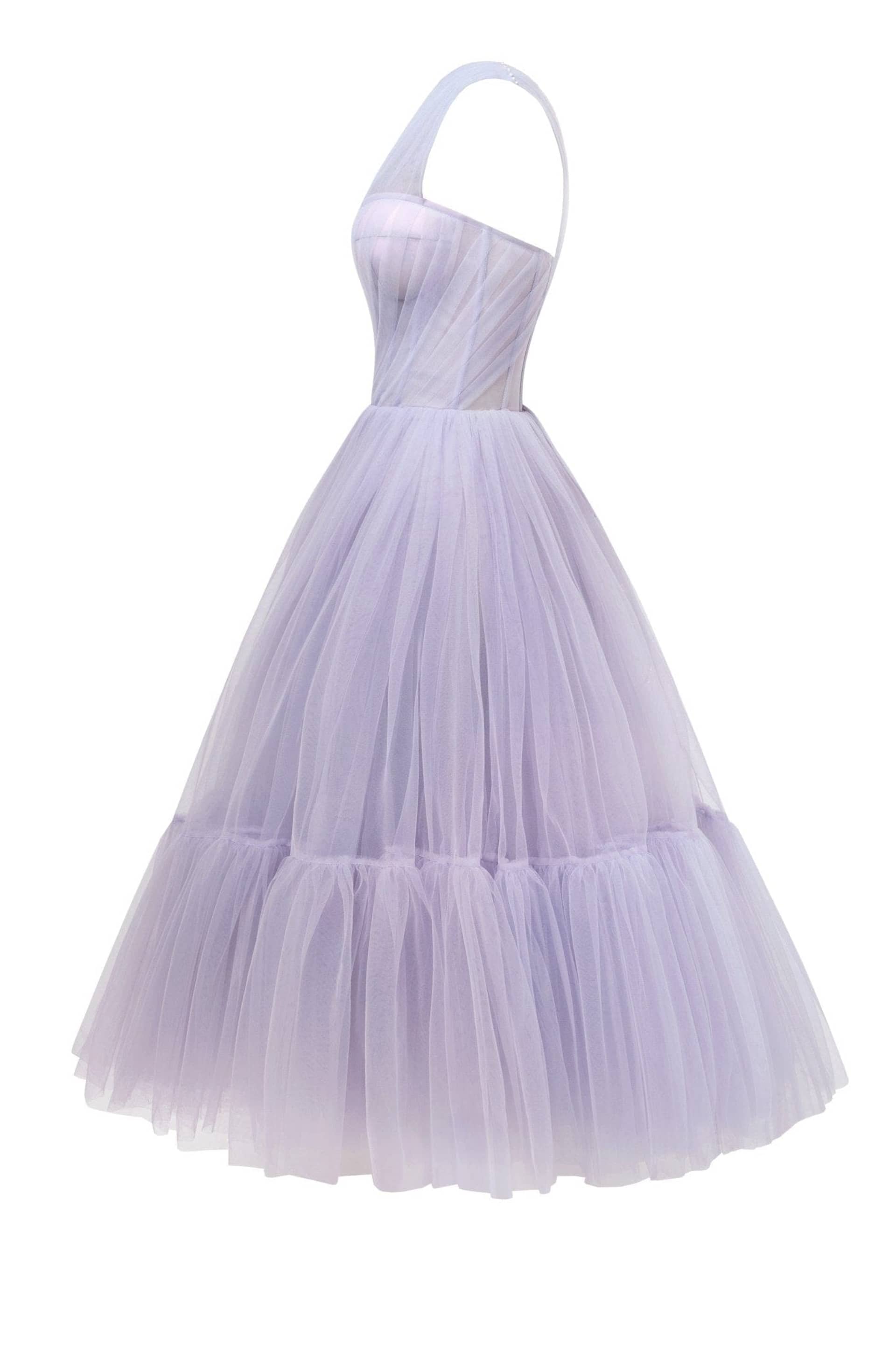 Lavender One-Shoulder Cocktail Tulle Dress made by Milla