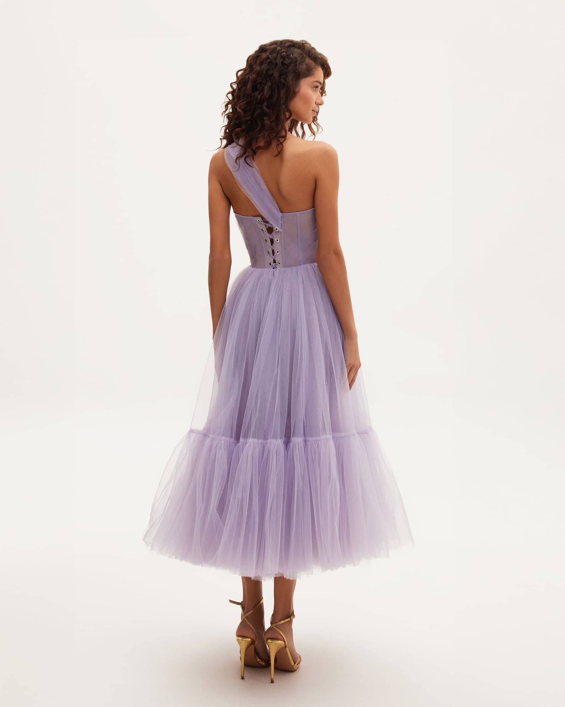 Lavender One-Shoulder Cocktail Tulle Dress made by Milla