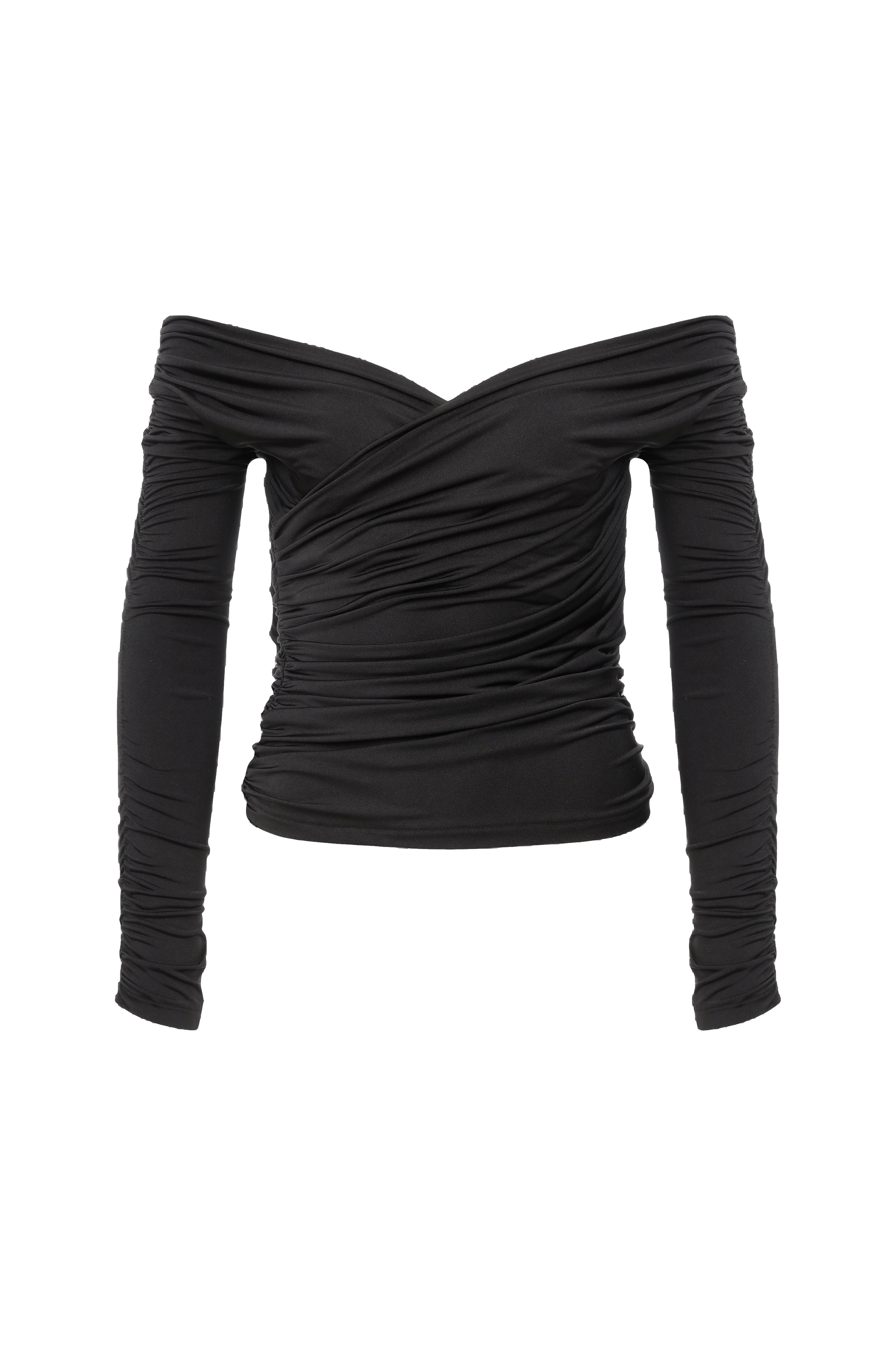 Monique Draped Jersey Blouse in Noire made by Nazli Ceren