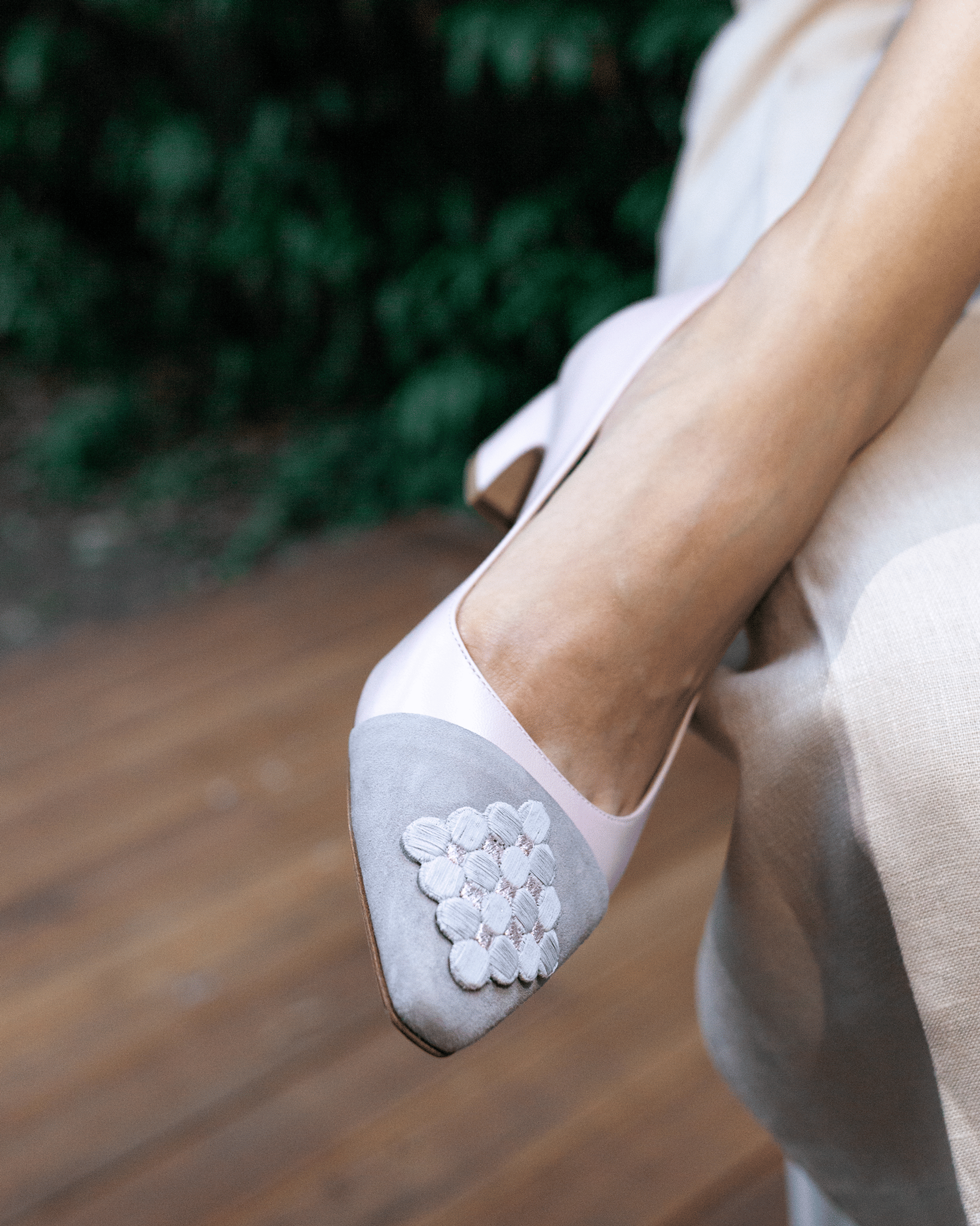 Fiorellini Brooch Pump 45 Lavender Blush in Pink made by ATANA