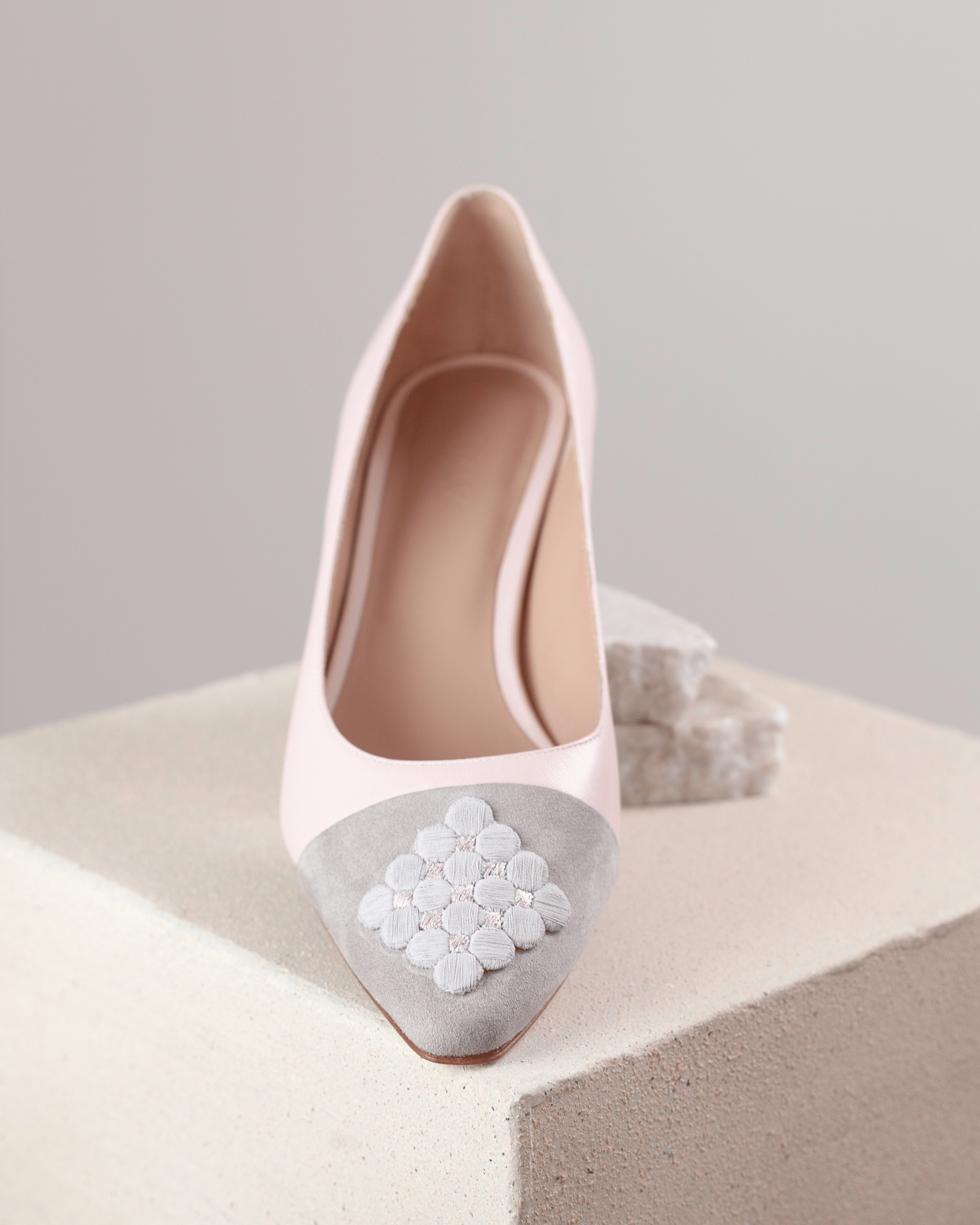 Fiorellini Brooch Pump 45 Lavender Blush in Pink made by ATANA