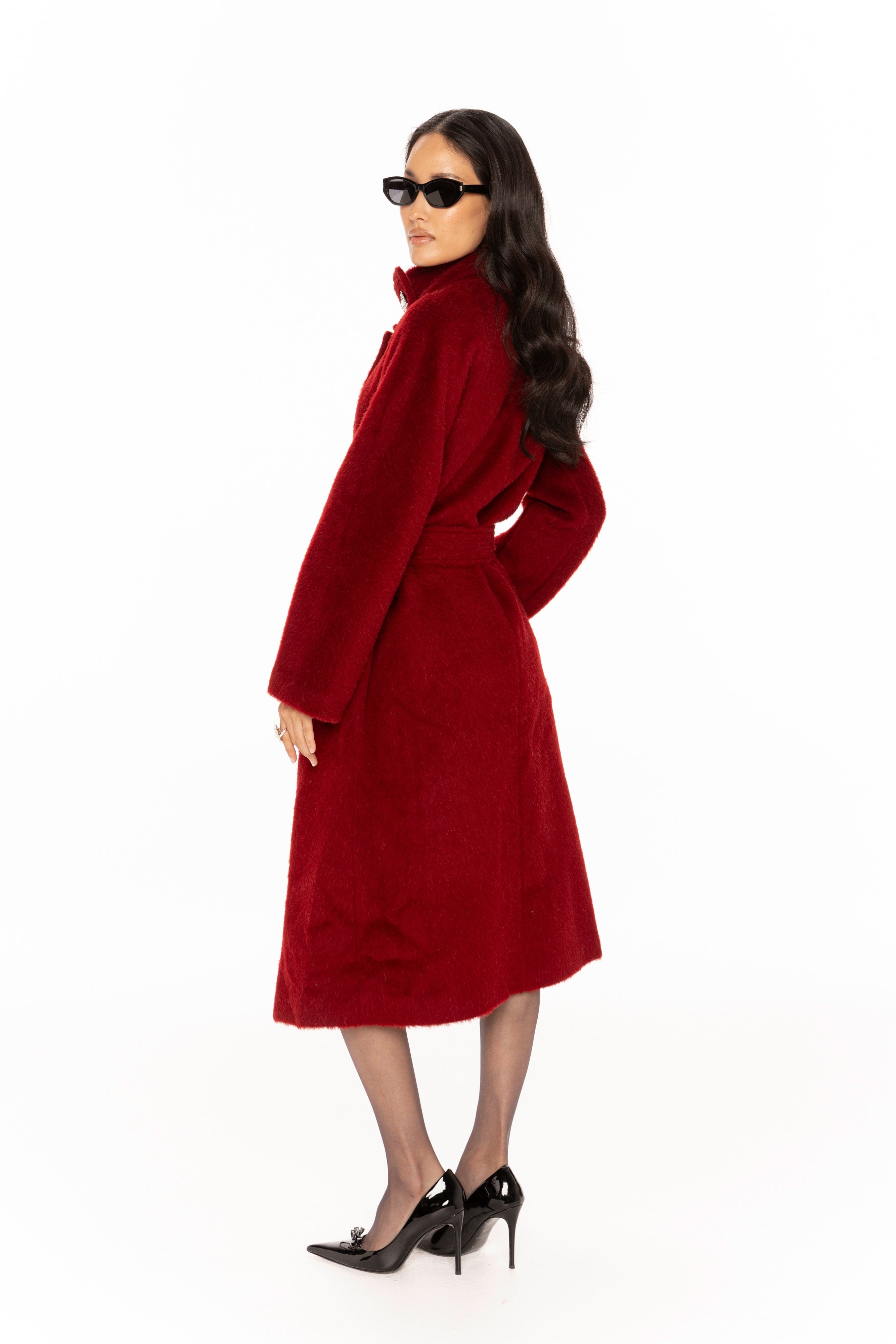 Audrey Long Coat (Red) made by Nana Jacqueline