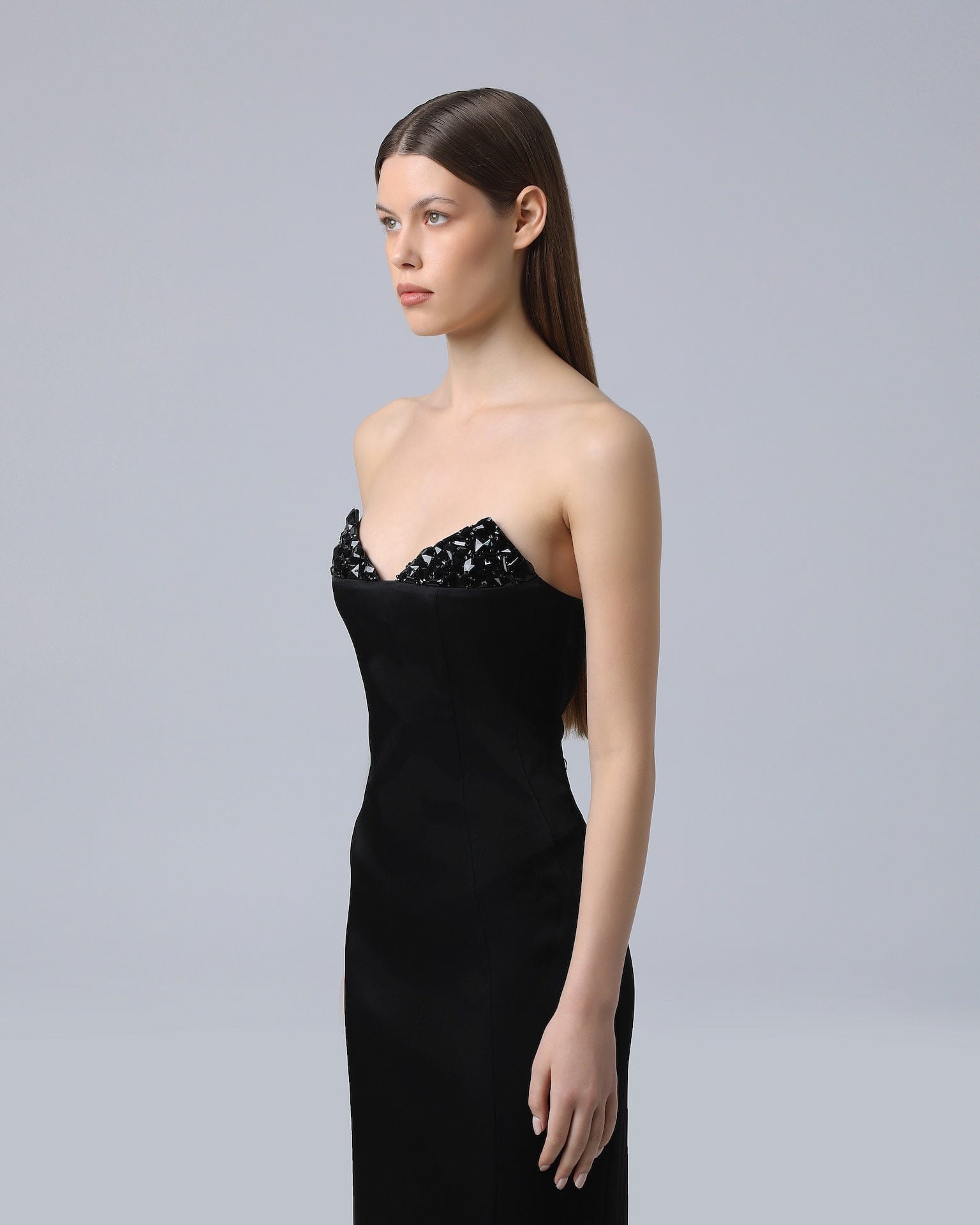Crystal-Detailed Strapless Gown made by NDS The Label