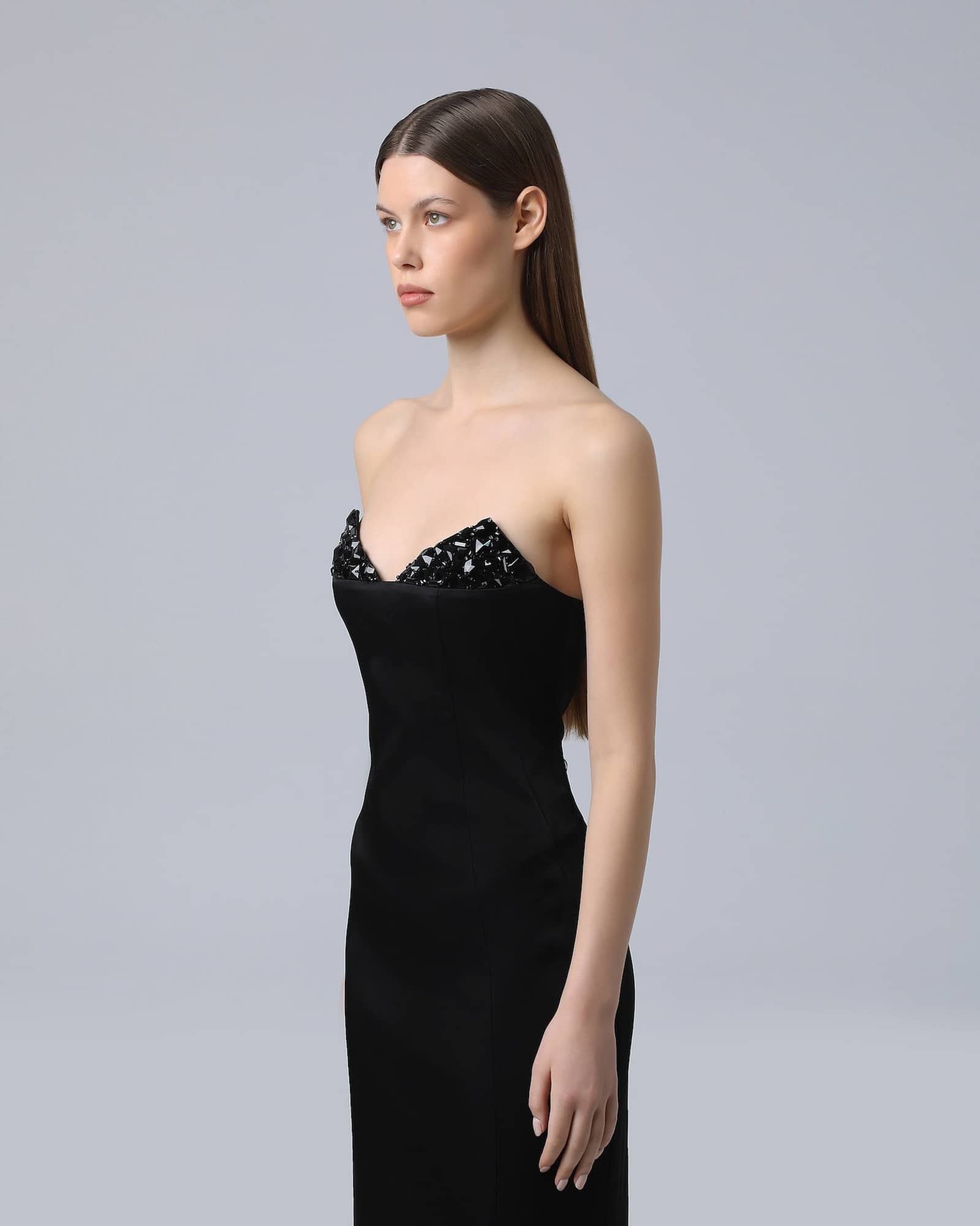 Crystal-Detailed Strapless Gown made by NDS The Label