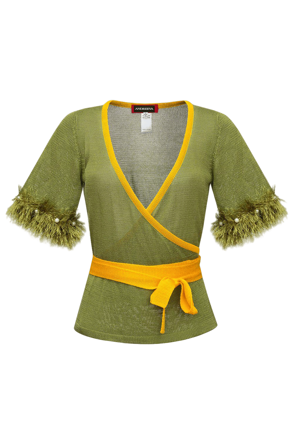 Green Cross-front Knit Top made by ANDREEVA