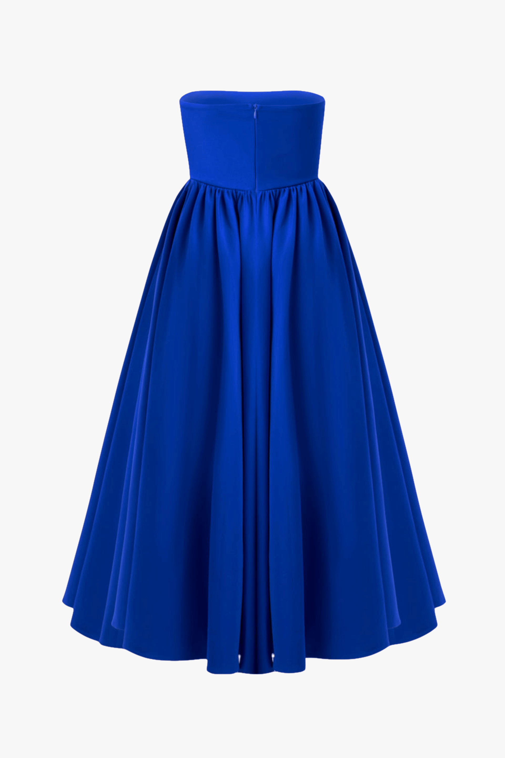 Eva Night Blue Strapless Corset Midi Dress made by Lora Istanbul