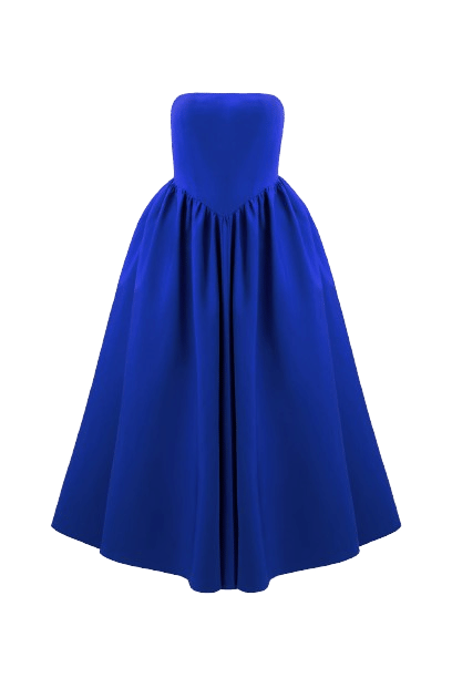Eva Night Blue Strapless Corset Midi Dress made by Lora Istanbul