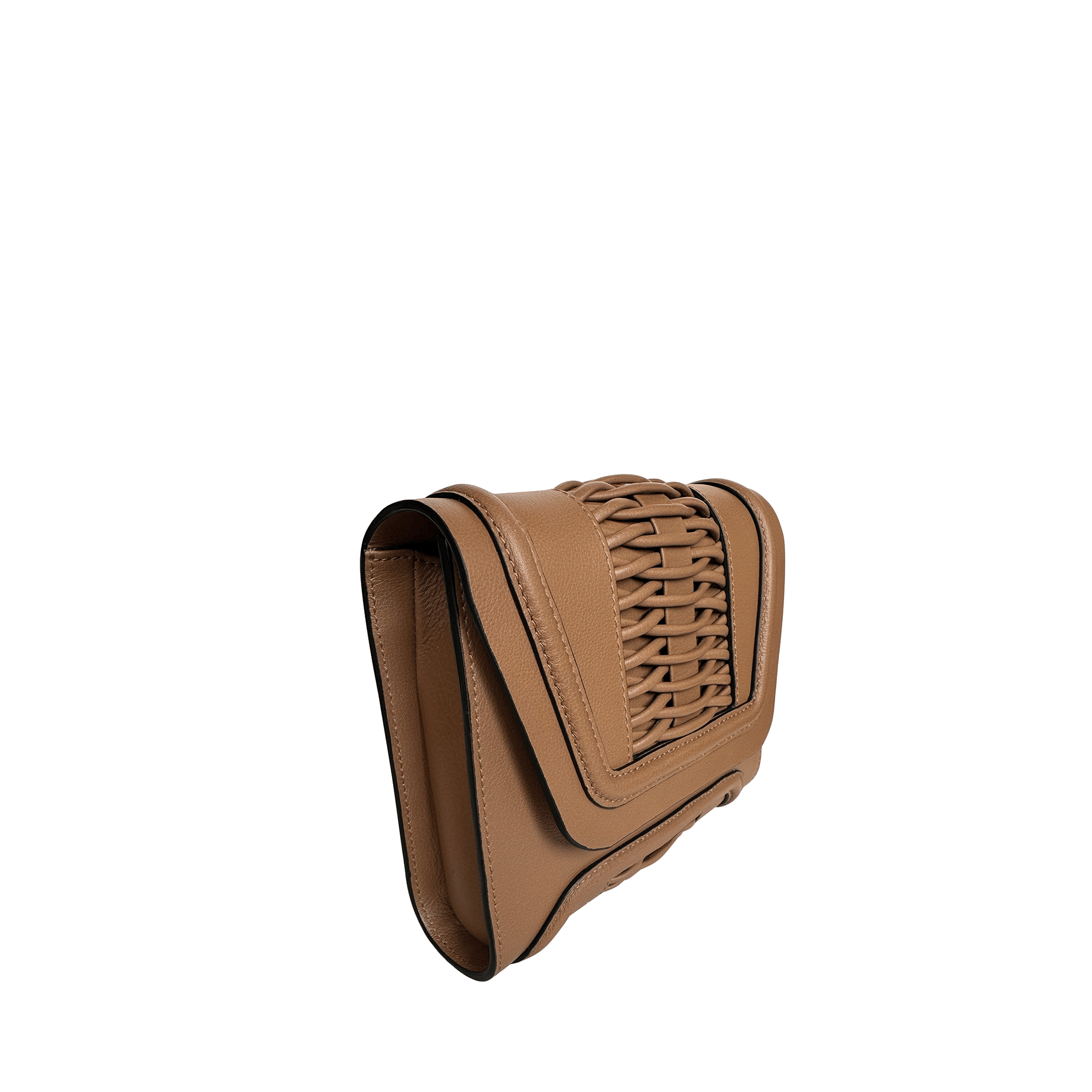 Mini Giovanna camel braided clutch made by Yliana Yepez