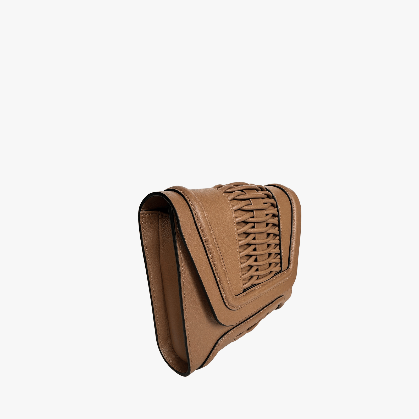 Mini Giovanna camel braided clutch made by Yliana Yepez