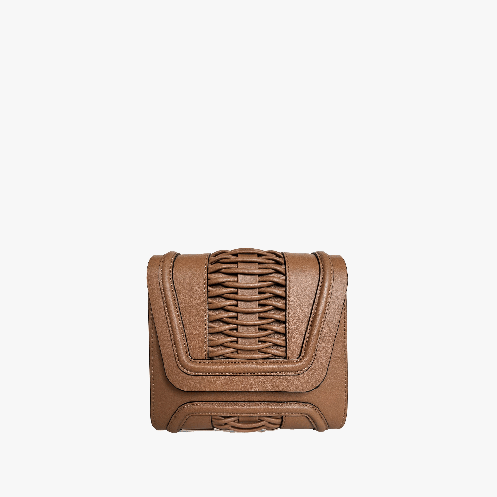 Mini Giovanna camel braided clutch made by Yliana Yepez