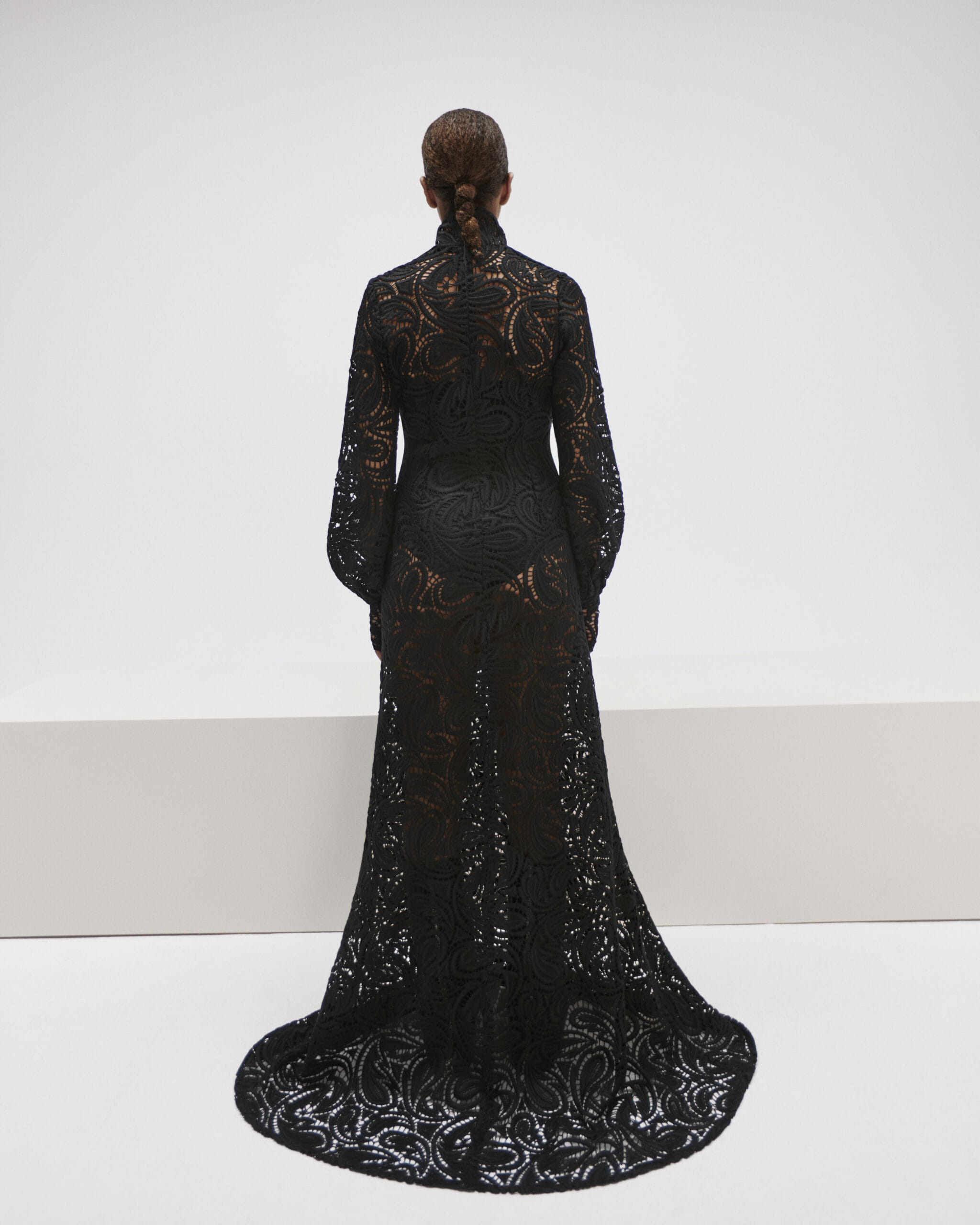 Black Long Guipure Dress made by YAVORSKA