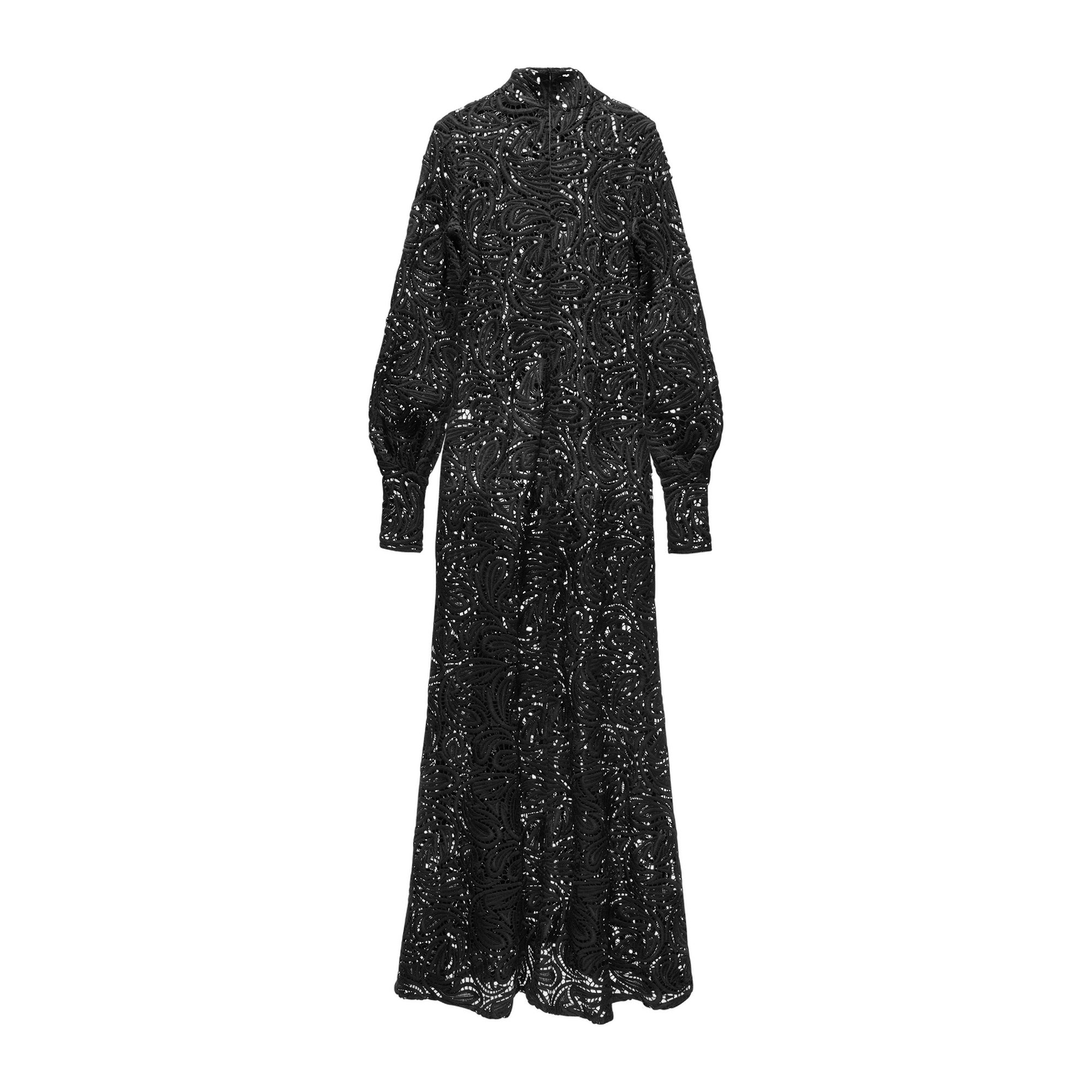 Black Long Guipure Dress made by YAVORSKA