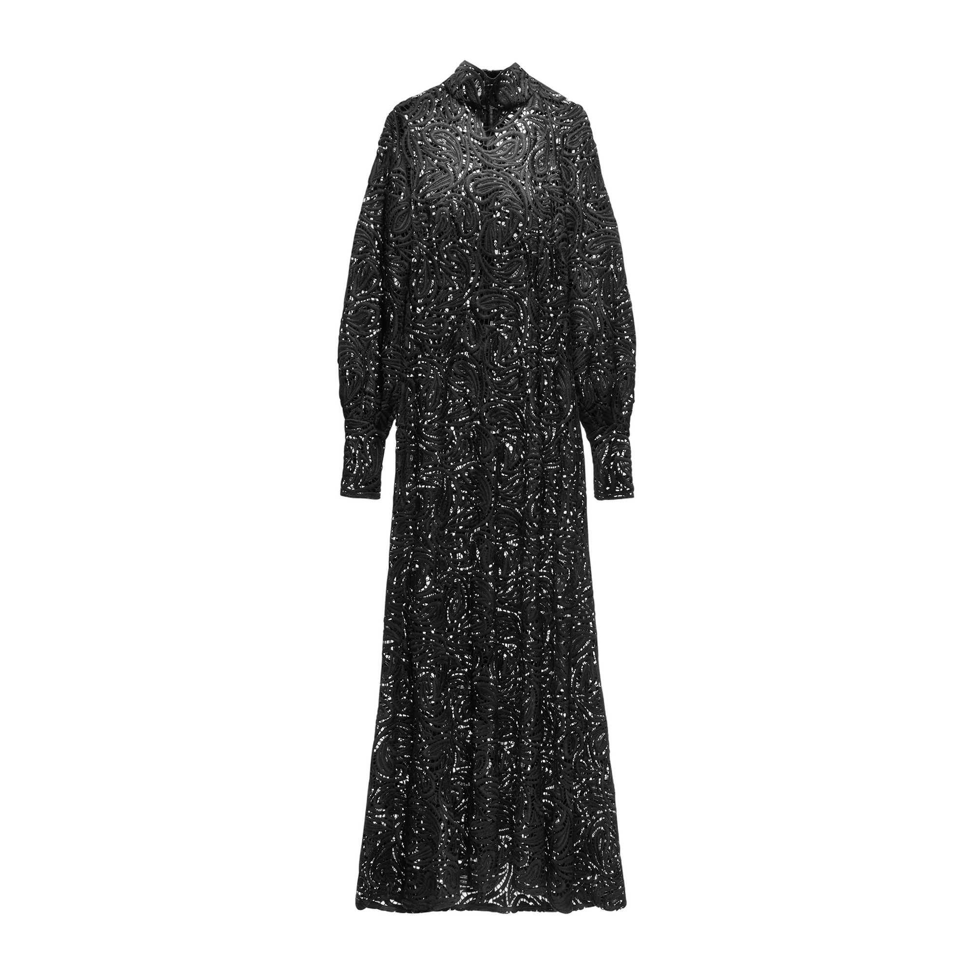 Black Long Guipure Dress made by YAVORSKA