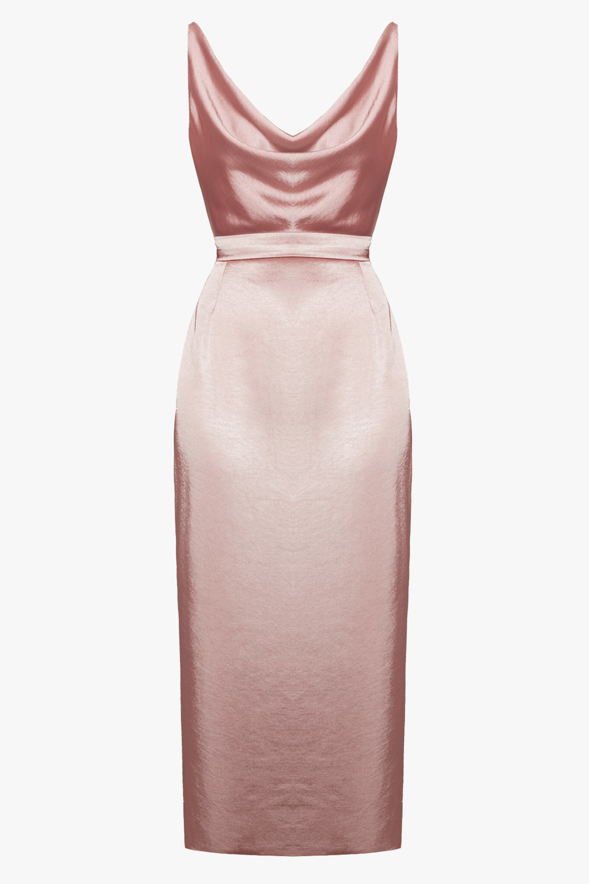 KAMEA nude satin backless midi dress made by UNDRESS