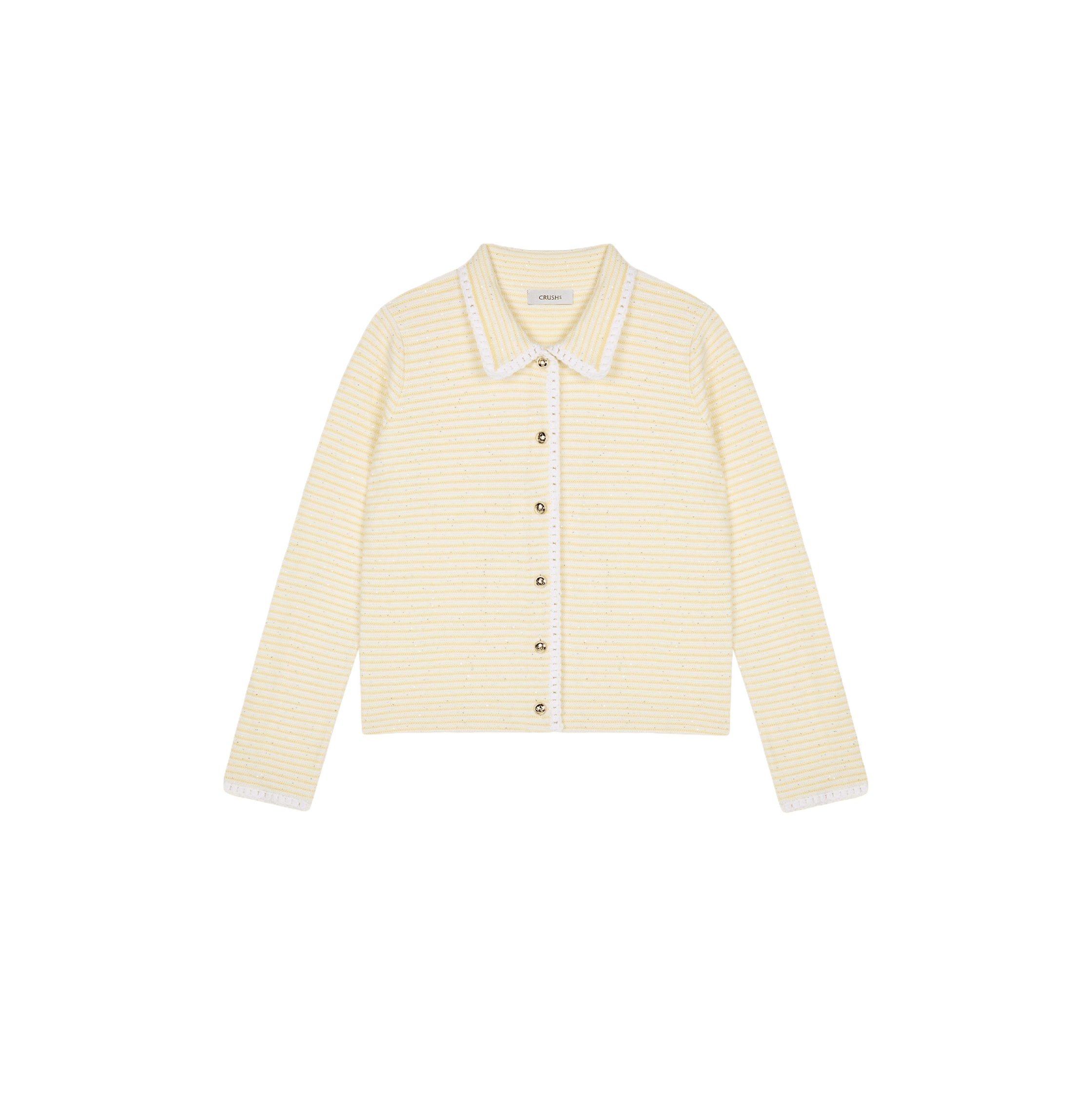 STRIPED HAND-CROCHETED EDGE CARDIGAN made by CRUSH Collection