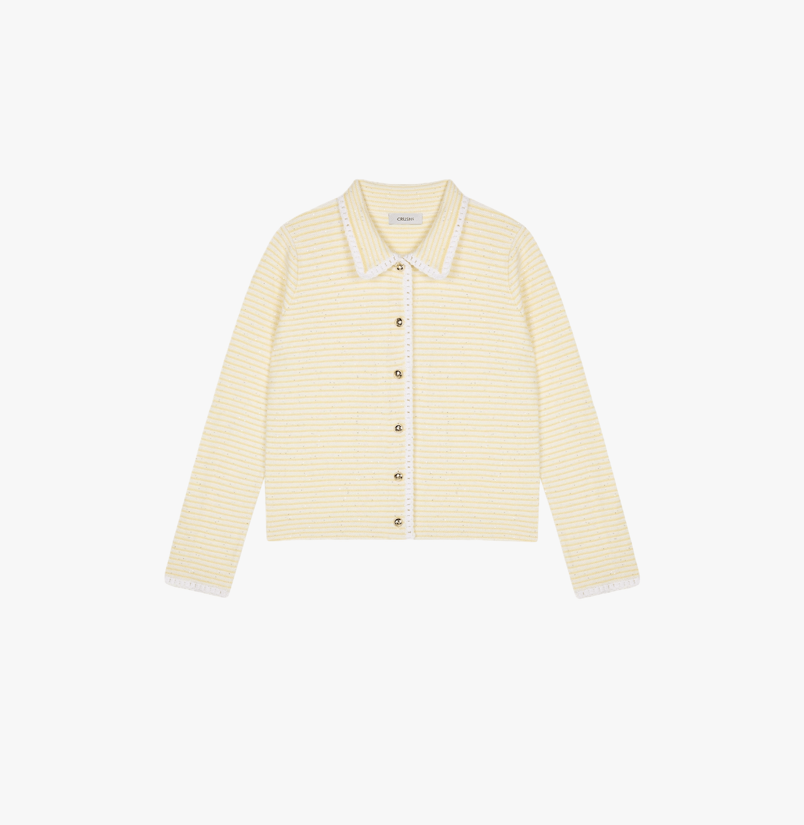 STRIPED HAND-CROCHETED EDGE CARDIGAN made by CRUSH Collection