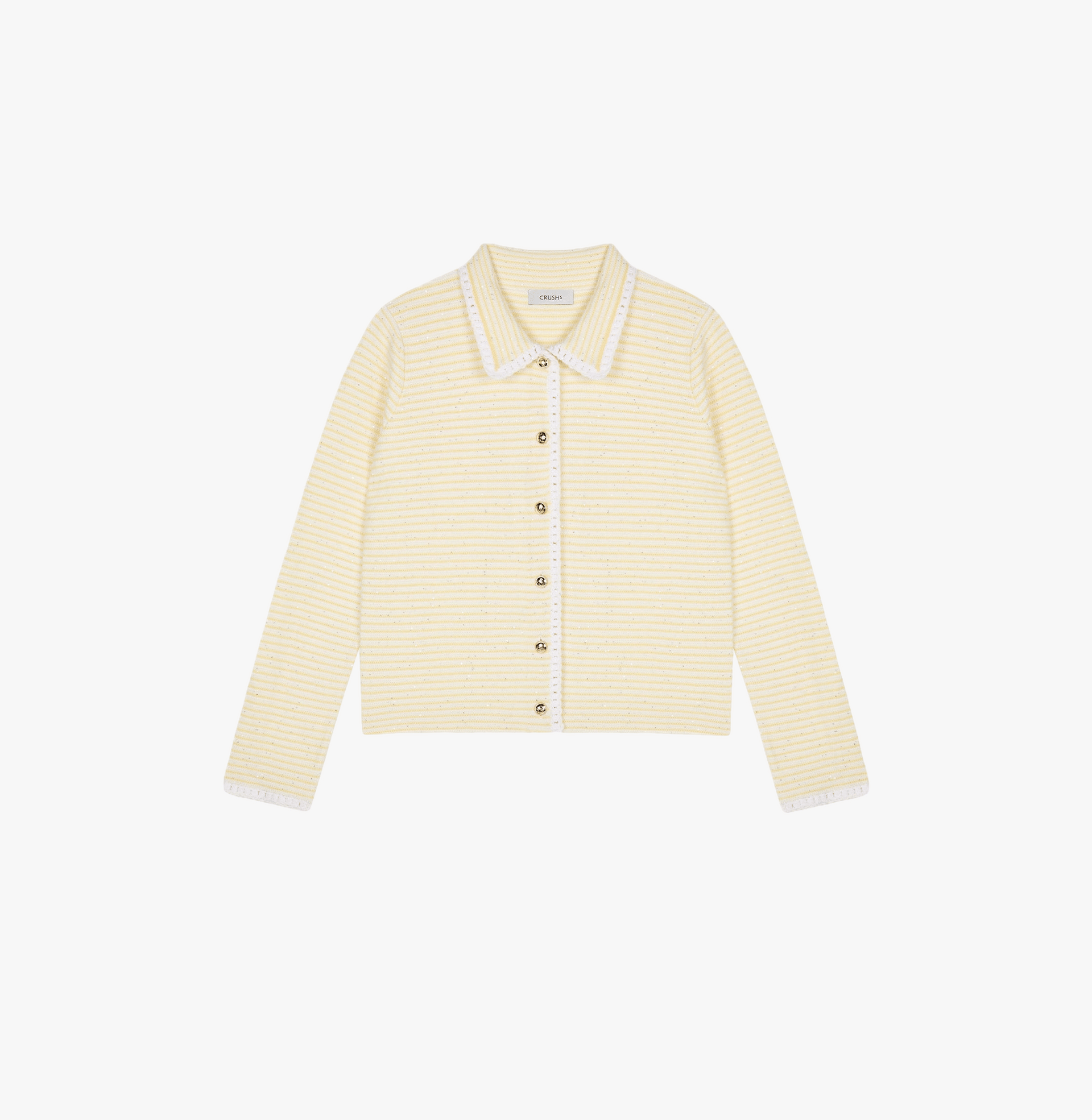 STRIPED HAND-CROCHETED EDGE CARDIGAN made by CRUSH Collection