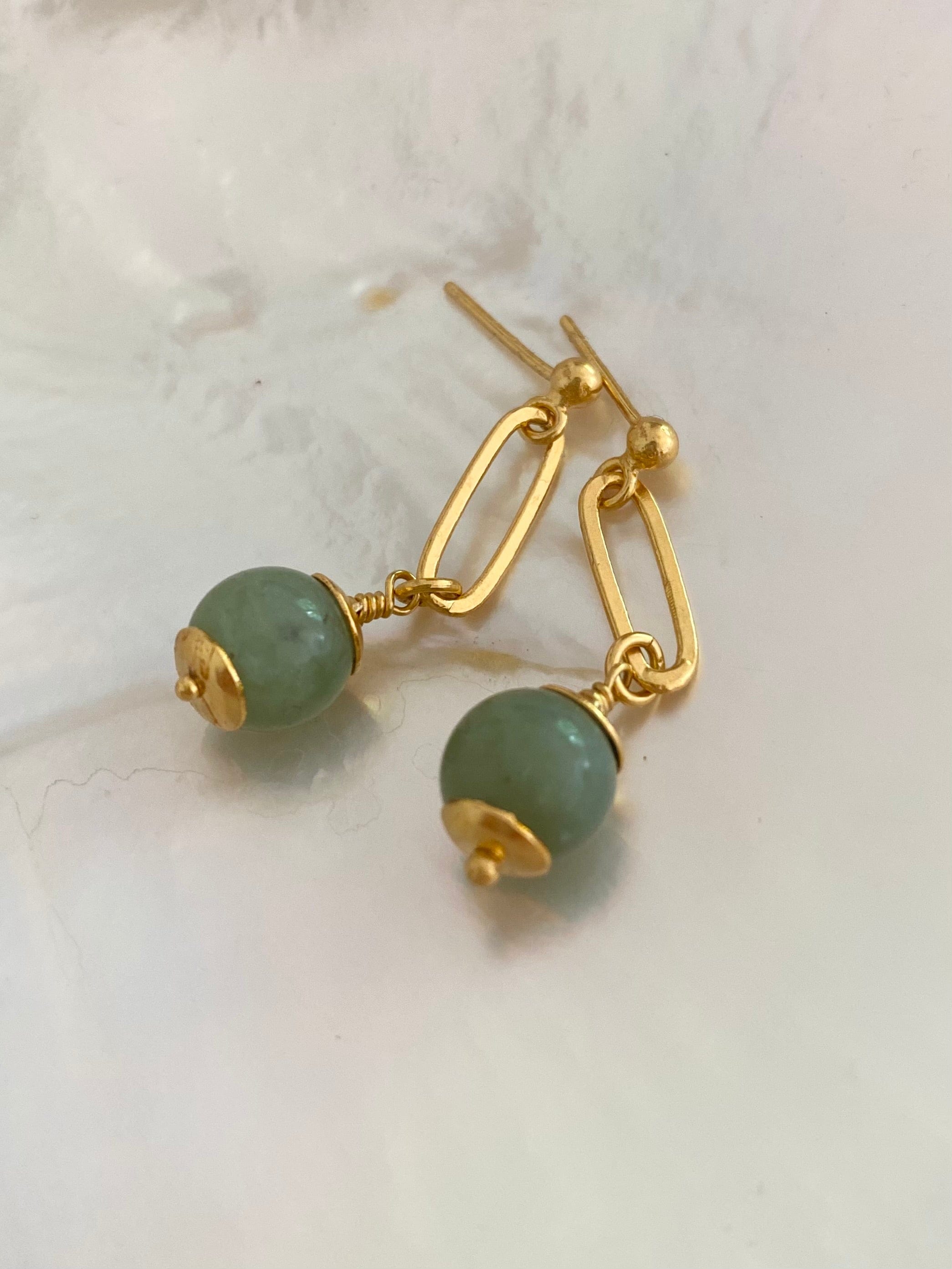 Jade Forest Green Earrings made by Eva Remenyi