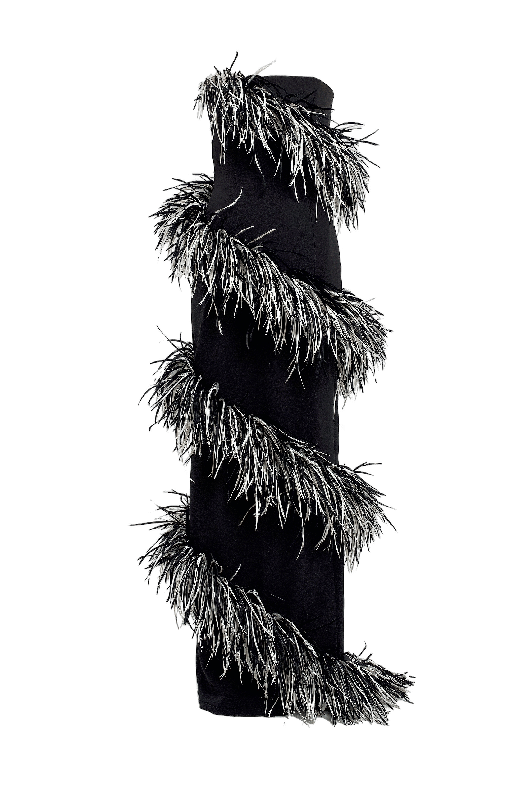 Black & White Spiral Feather Gown made by Compte Spain