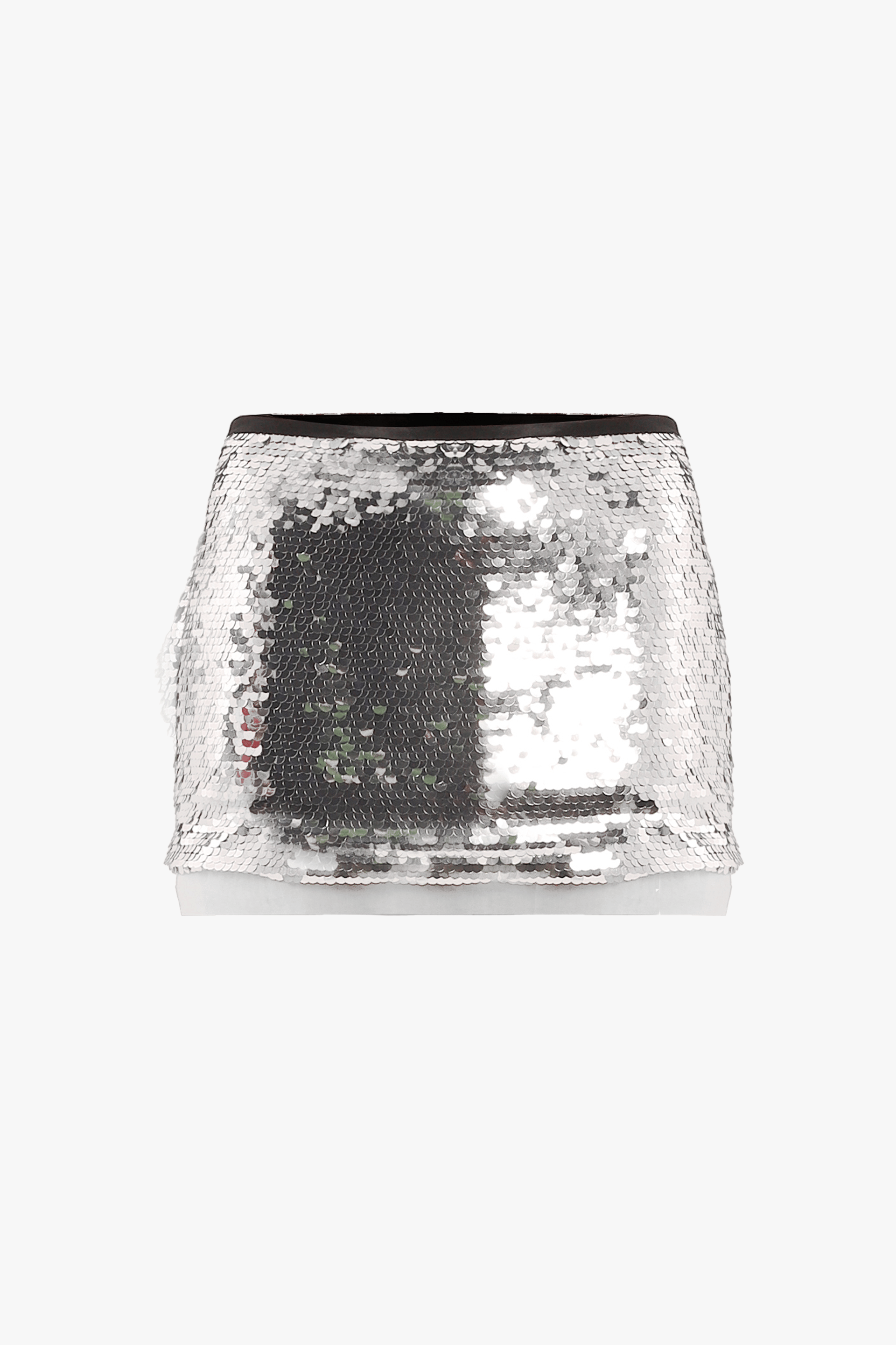 Silver sequin mini skirt made by Compte Spain
