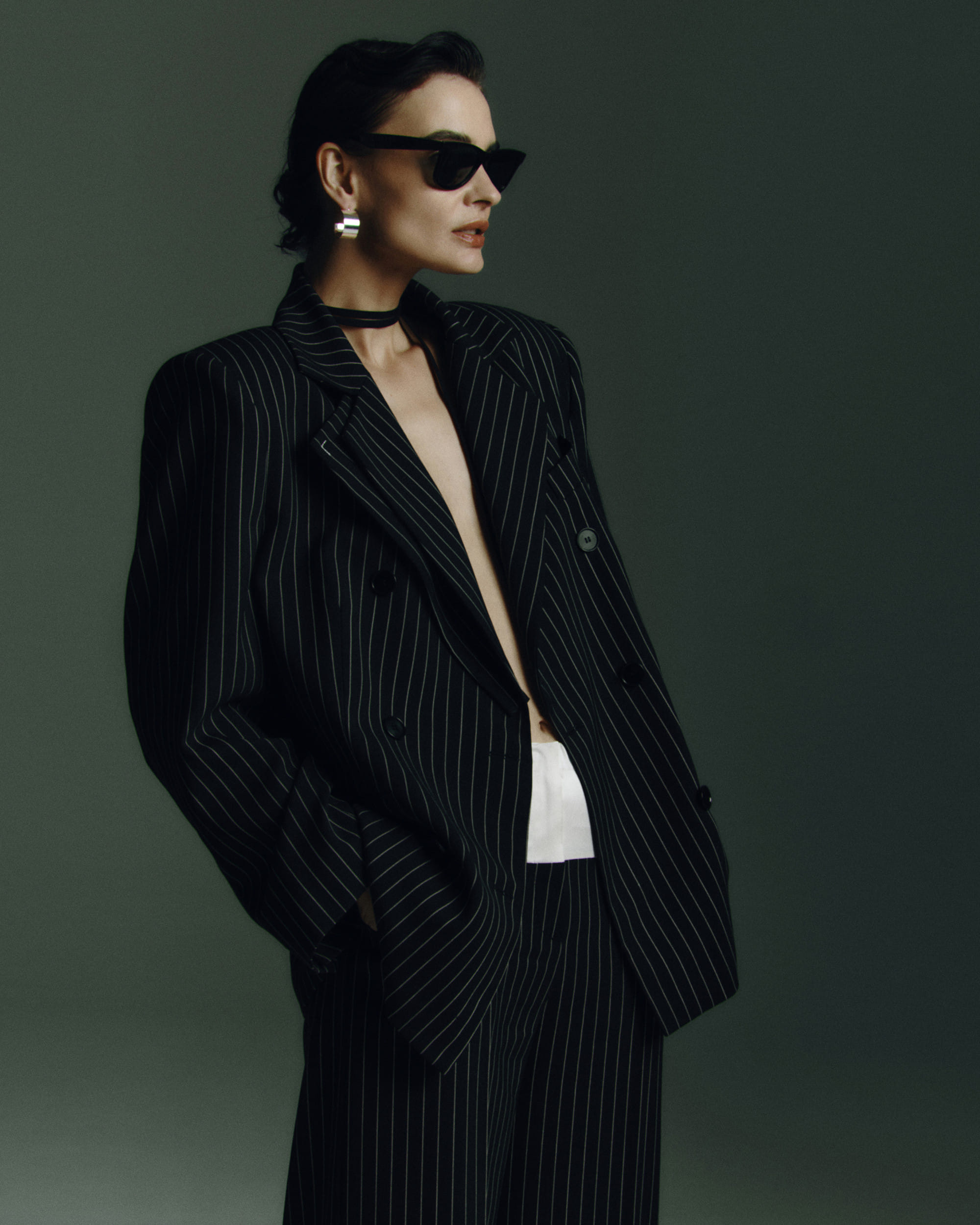 Striped Open Back Blazer made by Wiktoria Frankowska