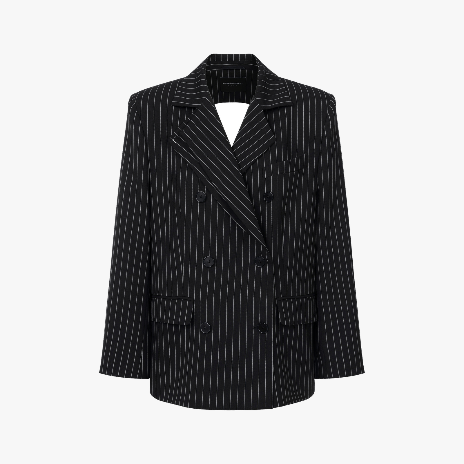 Striped Open Back Blazer made by Wiktoria Frankowska