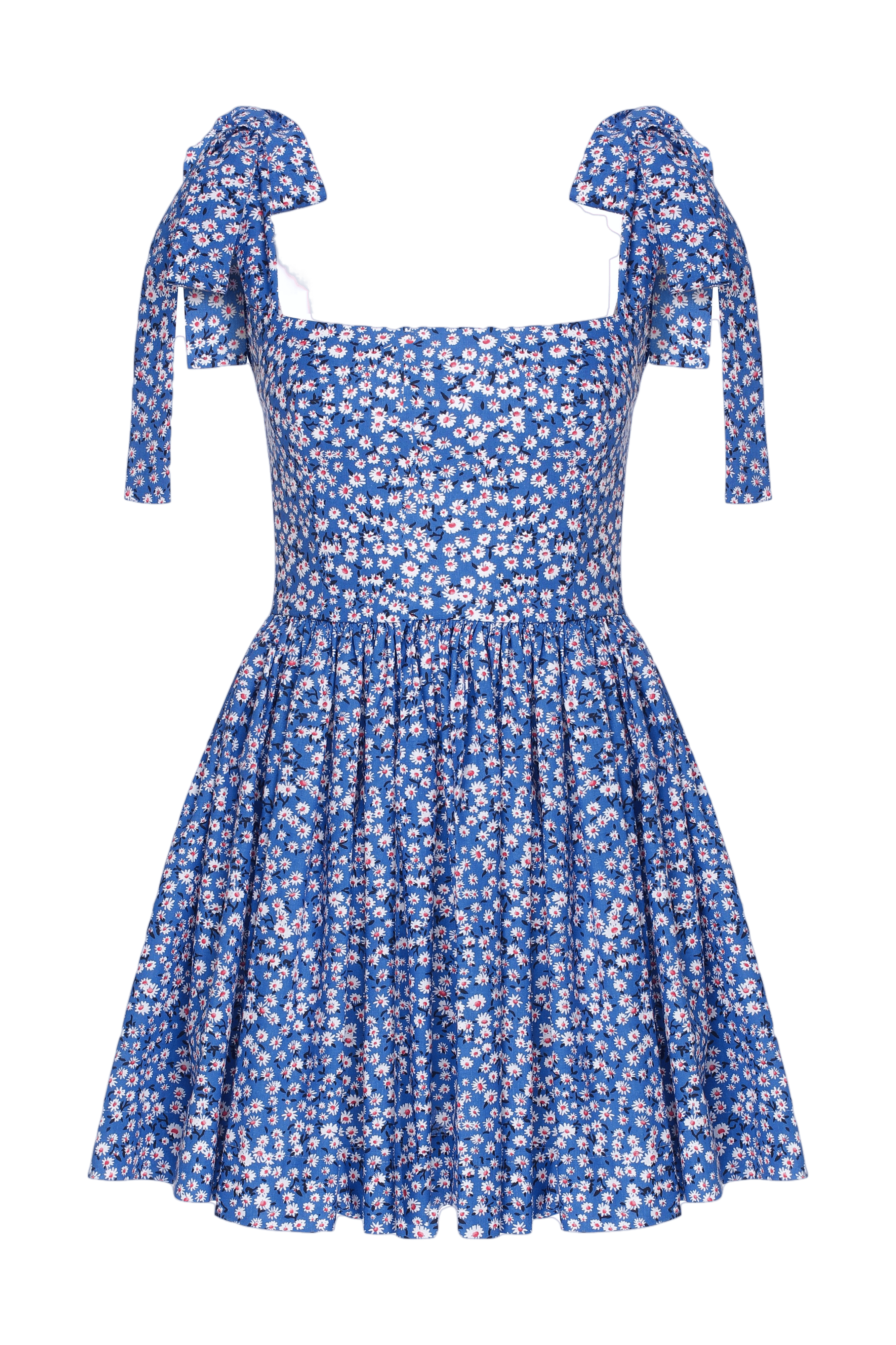 Audree Floral Print Poplin Mini Dress in Azure Blue made by Nazli Ceren