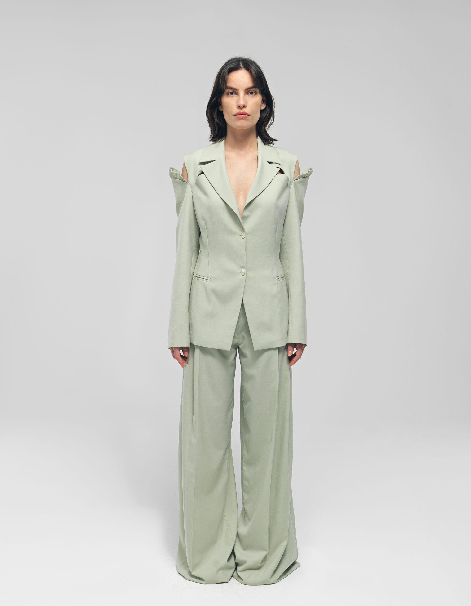 MAKEBA Sage Green Straight Leg Pants made by MAET