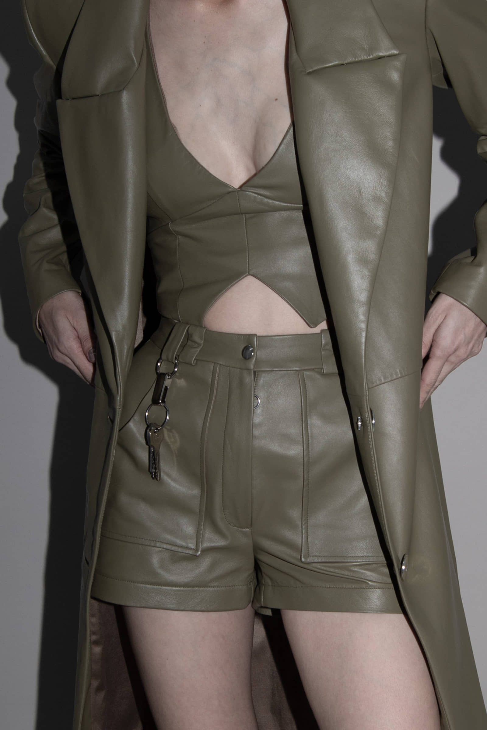 LAMBSKIN SHORTS in Green made by Vestiaire d'un Oiseau Libre