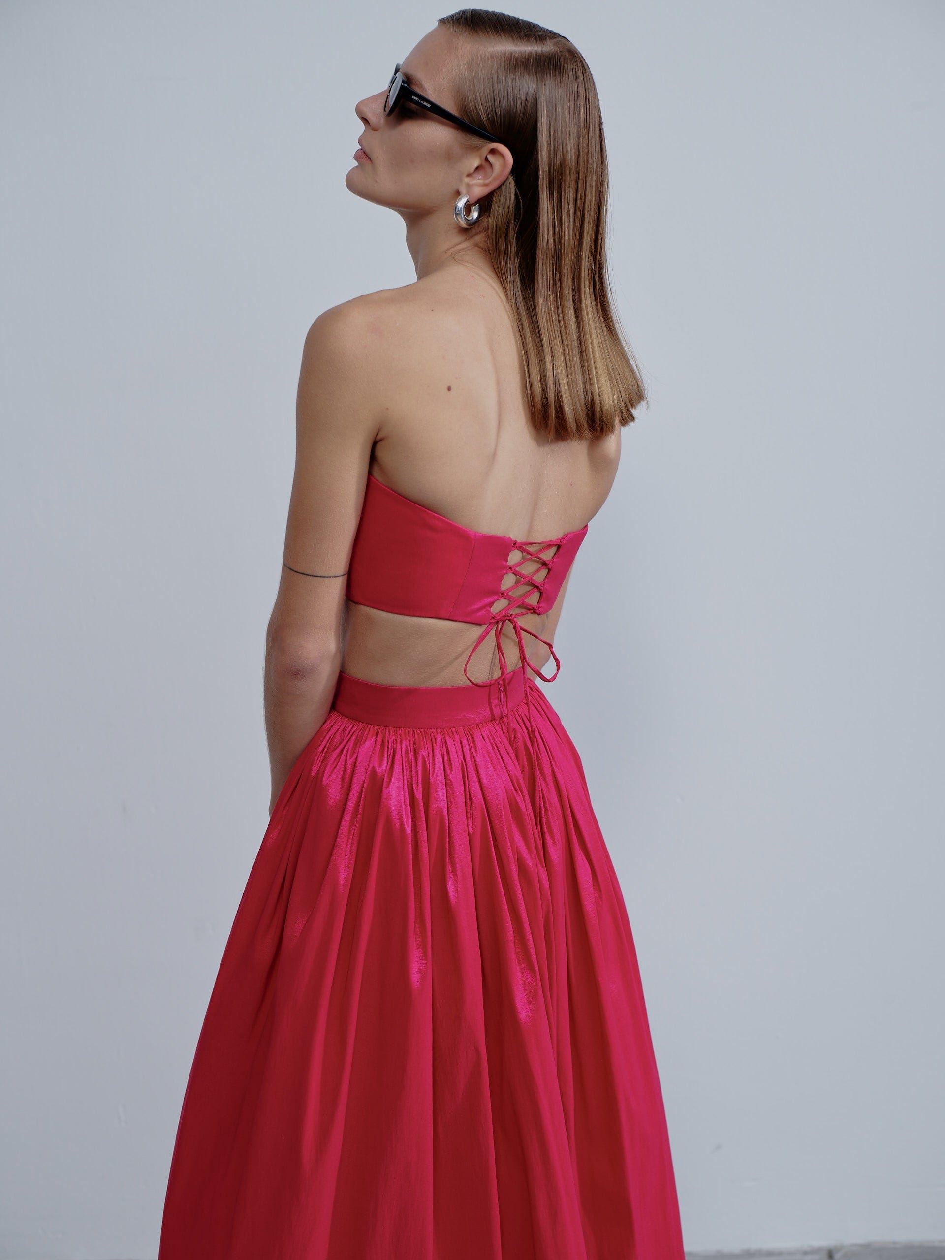 Lou Lou Midi Skirt in Pink in Pink made by Nazli Ceren