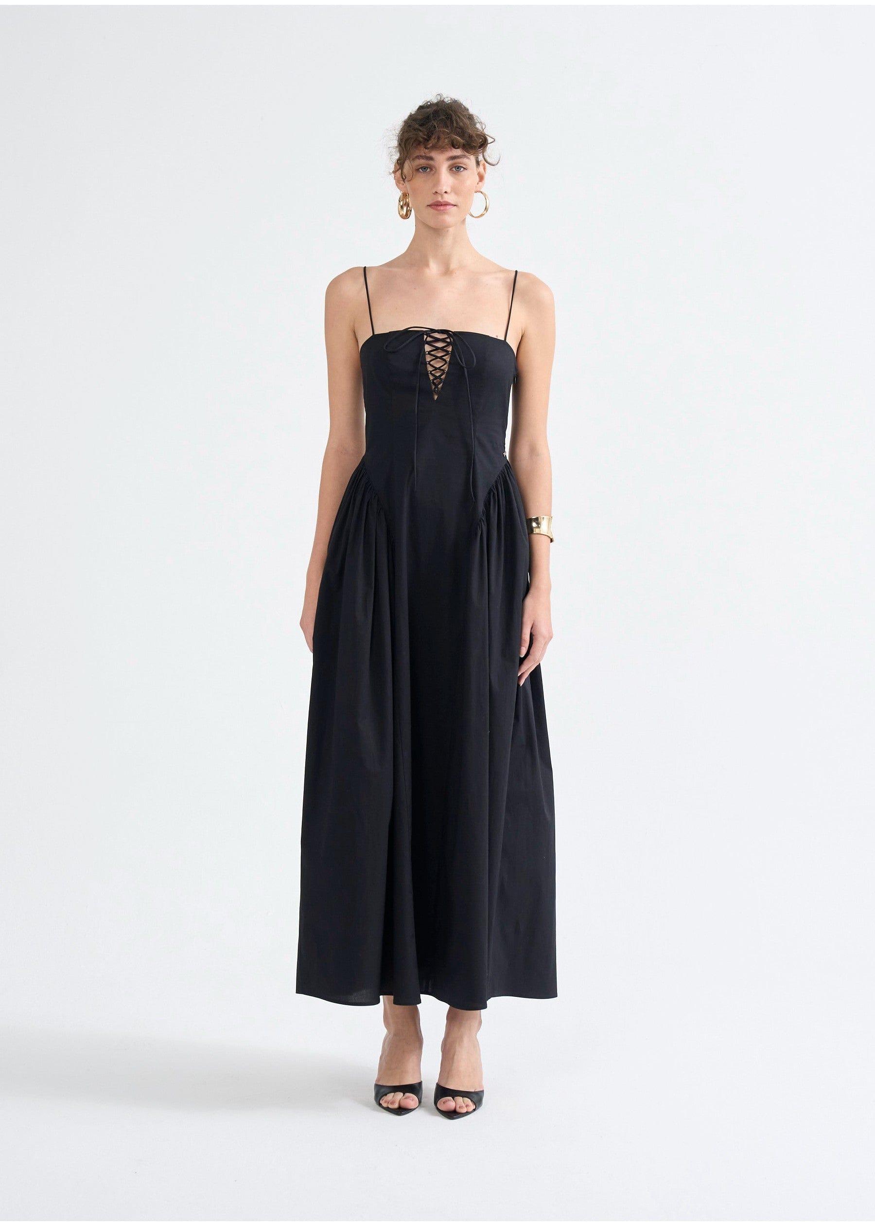 Raquel Lace-Up Maxi Dress made by Decolet The Label